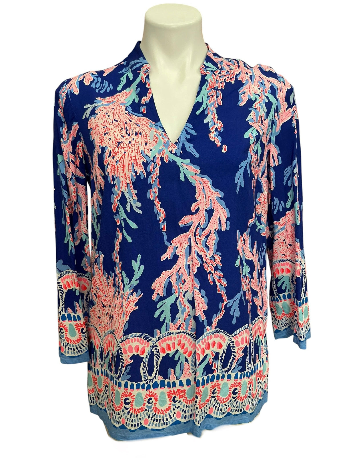Lilly Pulitzer Luna Bay Tunic Borealis Blue Swim On Over - Size XS