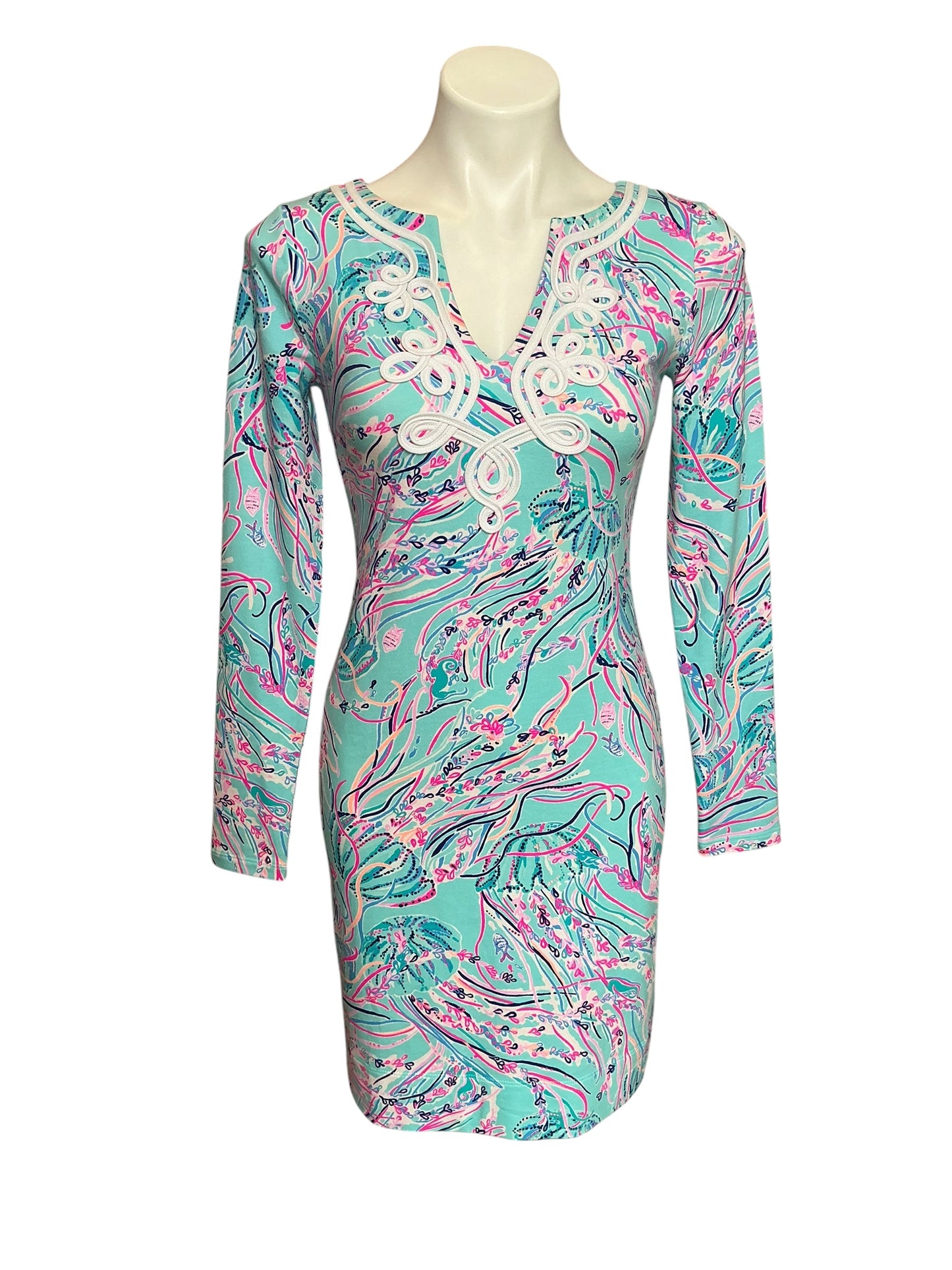 Lilly Pulitzer Harper Shift Dress Bayside Blue Under the Moon - Size XS