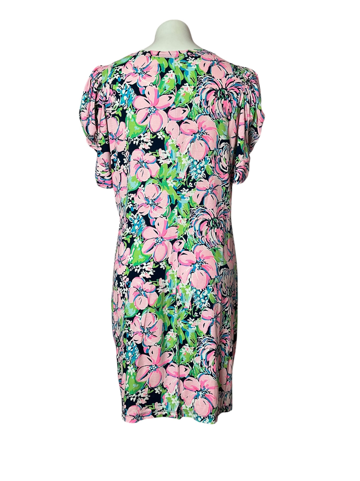 Lilly Pulitzer Puff Sleeve T-Shirt Dress High Tide Navy Tall Order - Size L