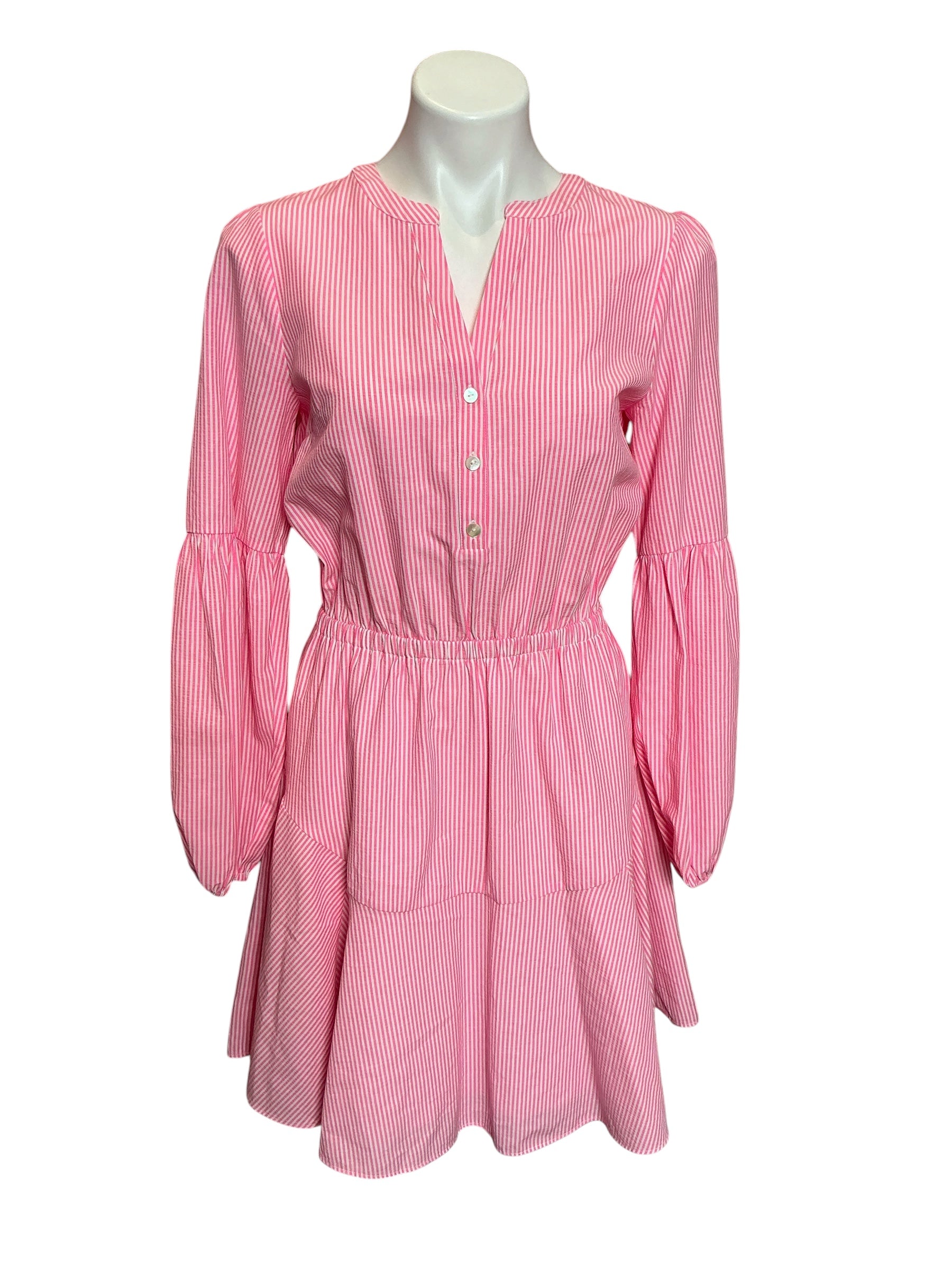 Lilly Pulitzer Carla Long Sleeve Striped Dress Roxie Pink Harbor Stripe - Size 4