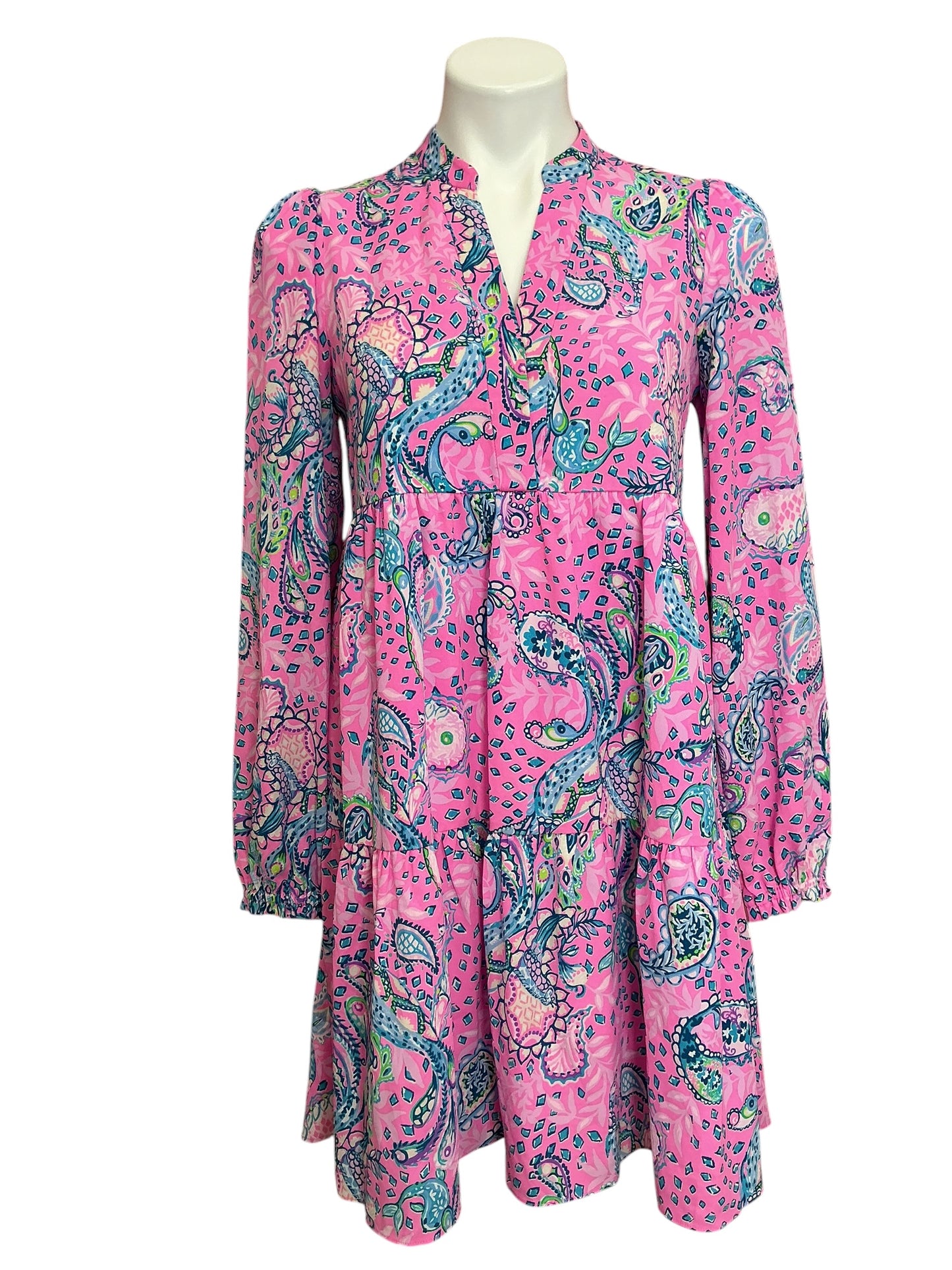 Lilly Pulitzer Winona Stretch Dress Plumeria Pink Strut Your Stuff - Size XS