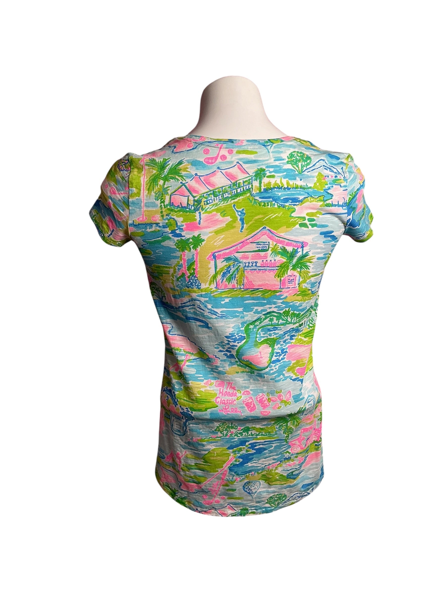Lilly Pulitzer- Etta V-Neck Top Multi Honda Classic Size XXS