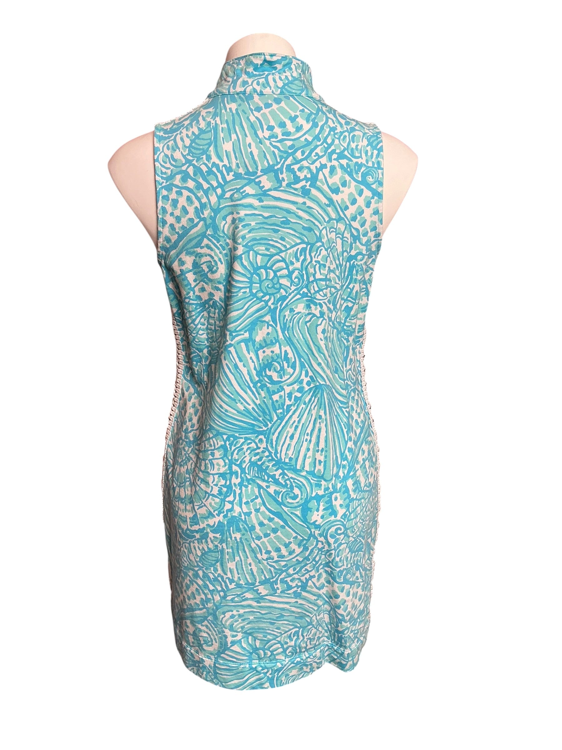 Lilly Pulitzer Skipper Sleeveless Dress Succulent Blue Sea Cups - Size M