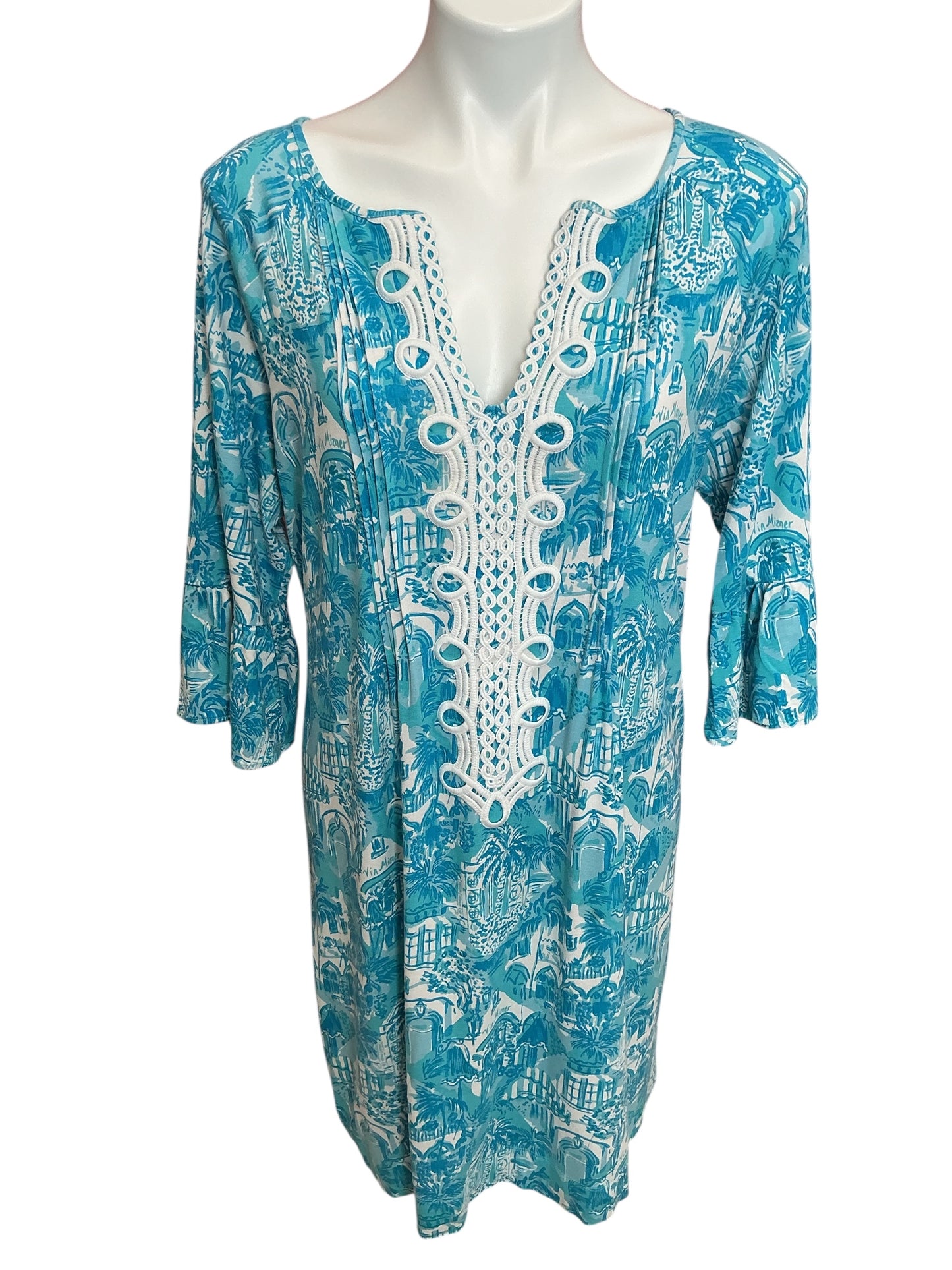 Lilly Pulitzer Krysta Tunic Dress Amalfi Blue Sunny State Of Mind - Size XL