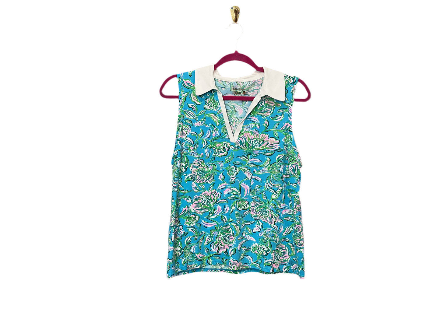 Lilly Pulitzer NWT Imara Polo UPF 50+ Cumulus Blue Chick Magnet - Size L