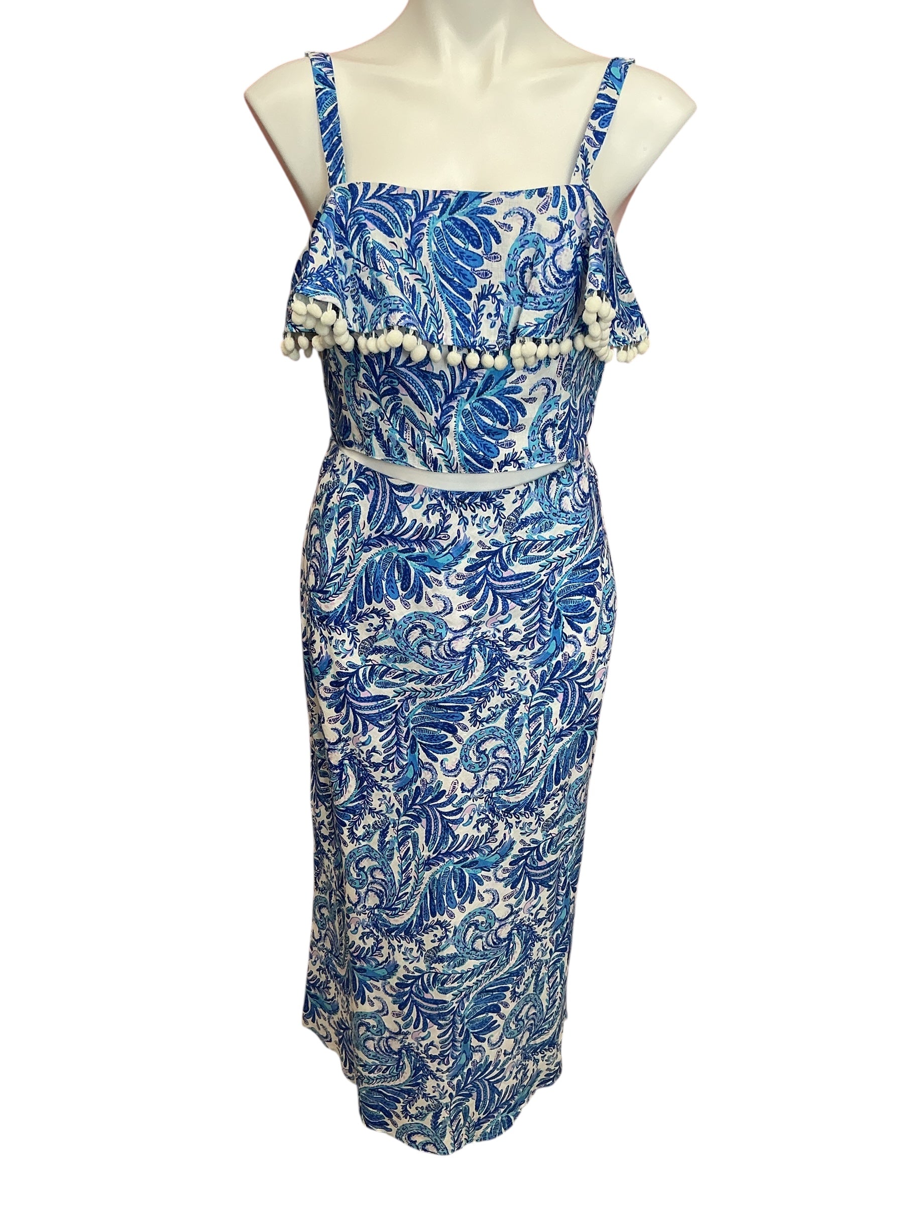 Lilly Pulitzer Gretna Skirt 2-Piece Set Baha Blue Bird Is The Word - Size 4