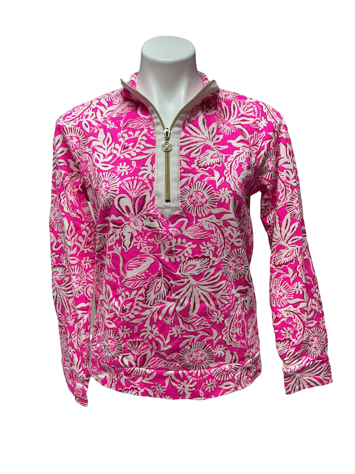 Lilly Pulitzer Ashlee Pullover Passion Fruit Pink Absolutely Flamazing - Size S