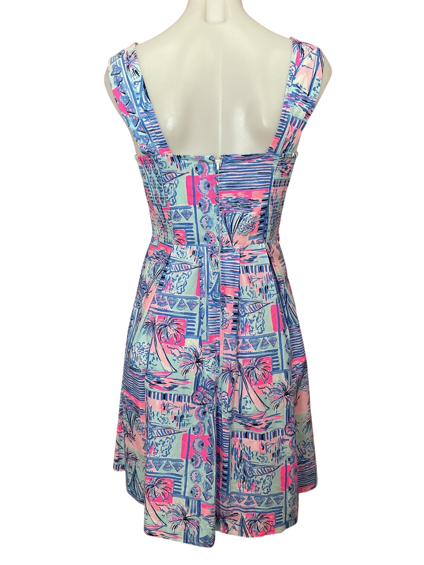 Lilly Pulitzer Cyndi Fit-And-Flare Dress Whisper Blue Yeah Buoy - Size 0