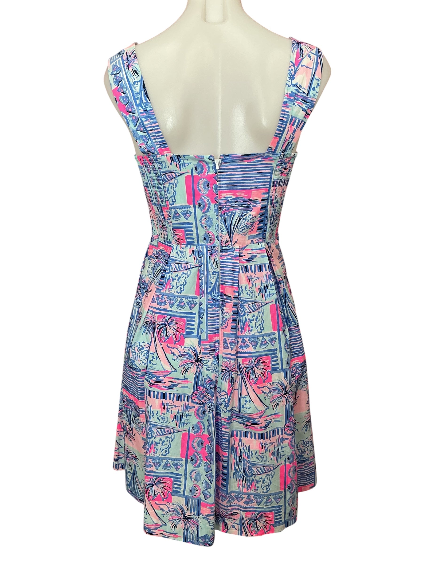 Lilly Pulitzer Cyndi Fit-And-Flare Dress Whisper Blue Yeah Buoy - Size 0