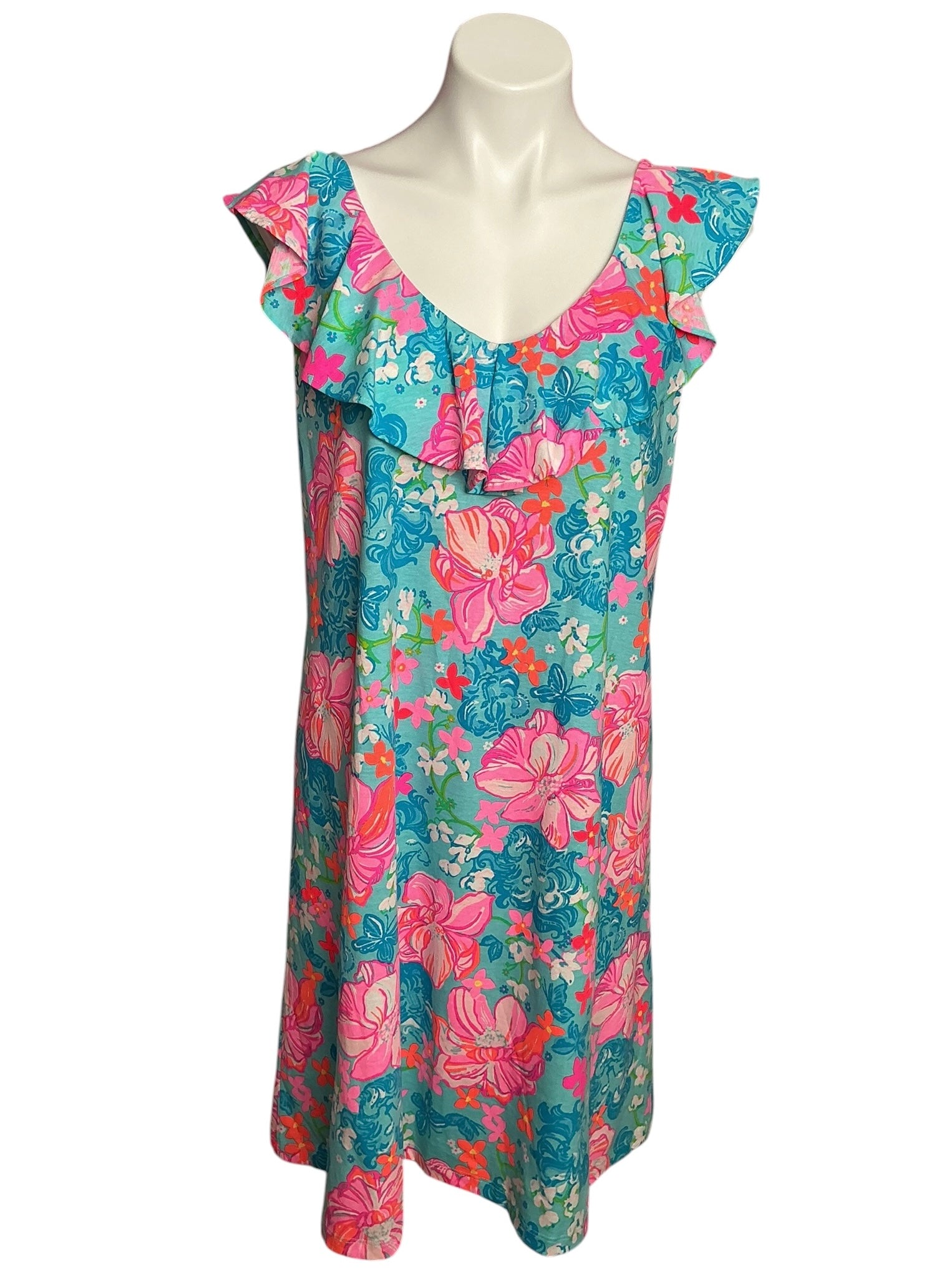 Lilly Pulitzer Alessa Swing Dress Surf Blue Luscious Lions - Size XXL