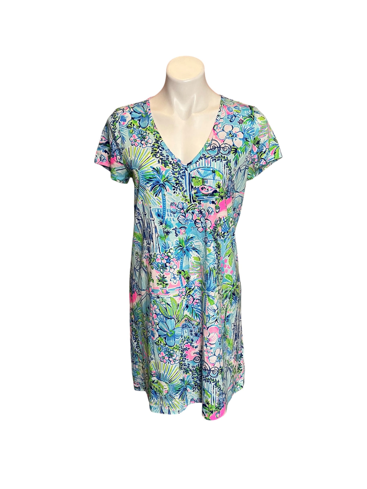 Lilly Pulitzer Etta Short Sleeve Dress Lilly Loves Cinderella - Size M
