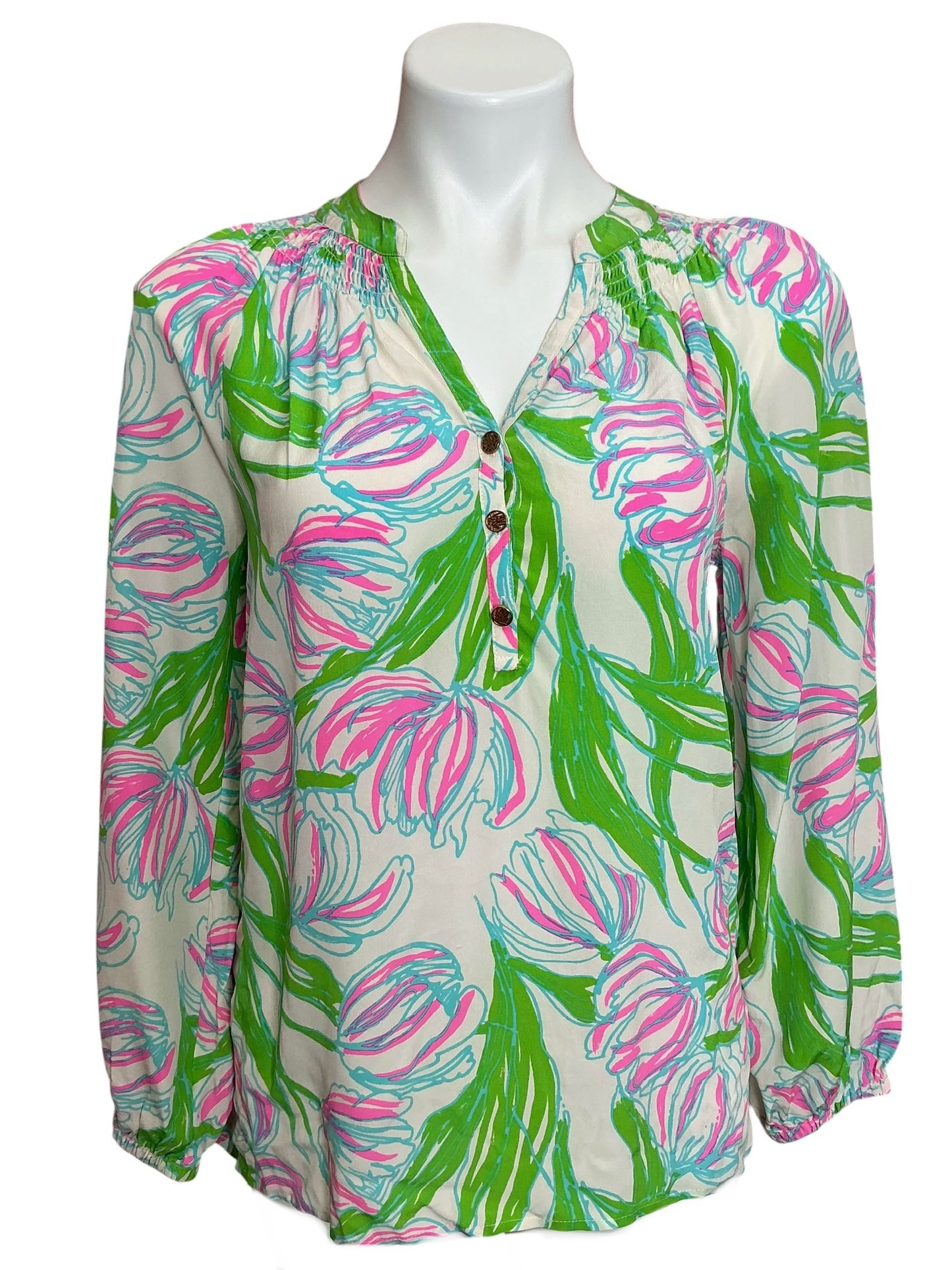 Lilly Pulitzer Elsa Top Resort White Ring The Bellboy - Size XS