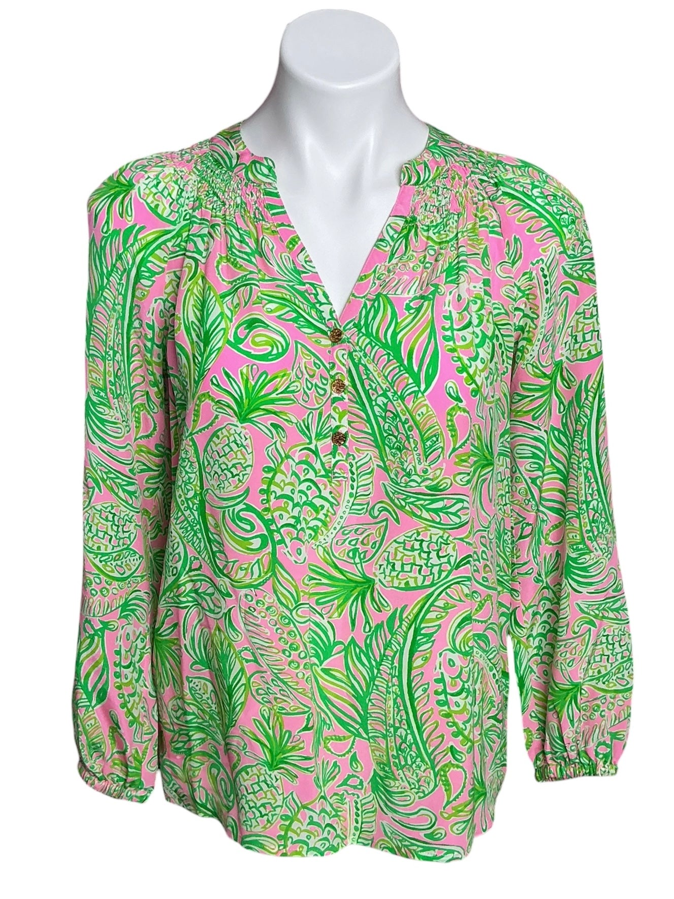 Lilly Pulitzer Elsa Silk Top Mandevilla Baby Fins and Flippers - Size XS