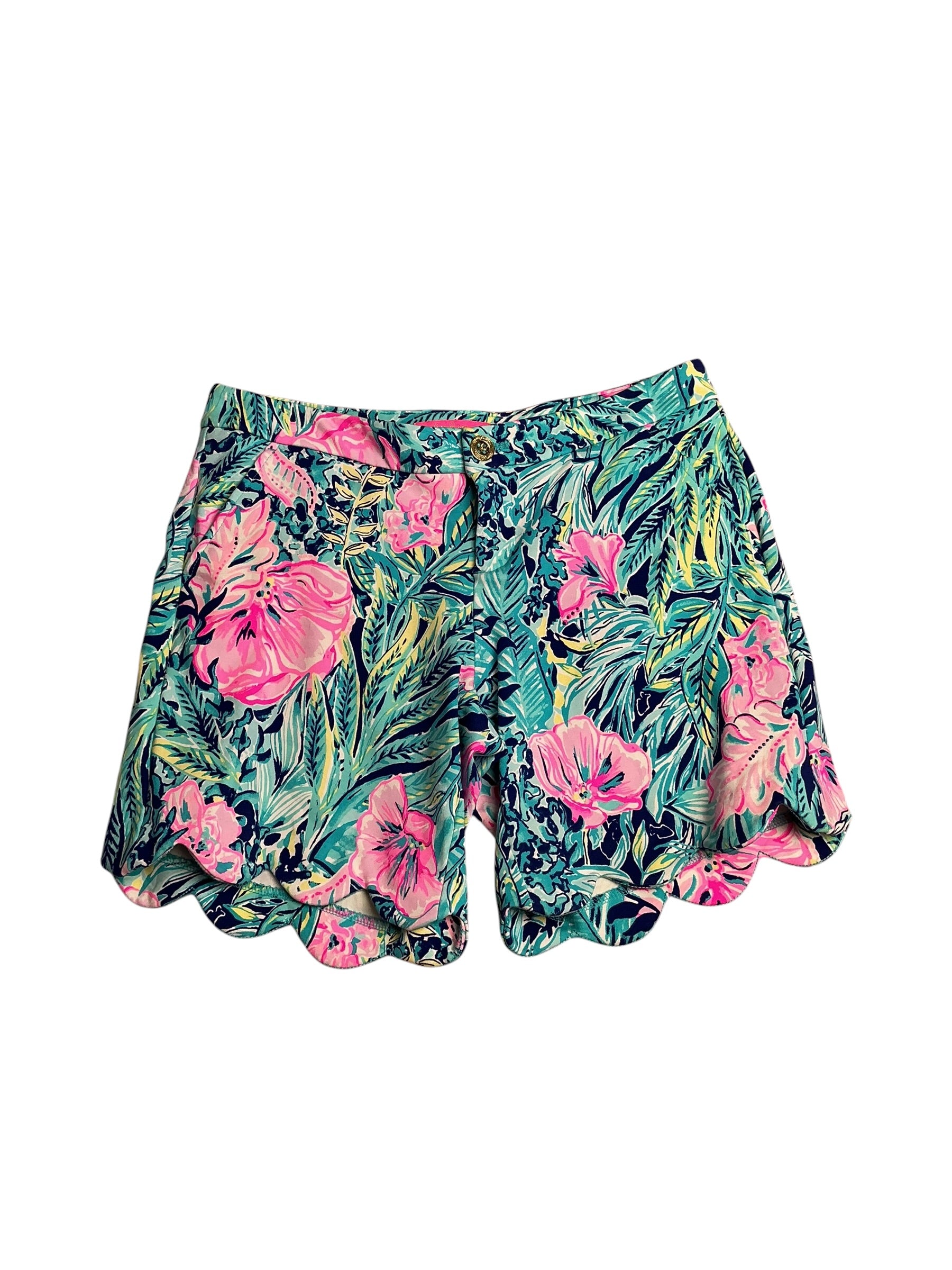 Lilly Pulitzer- Darci Knit Short Lapis Lazuli Beach Club Blooms Size 6