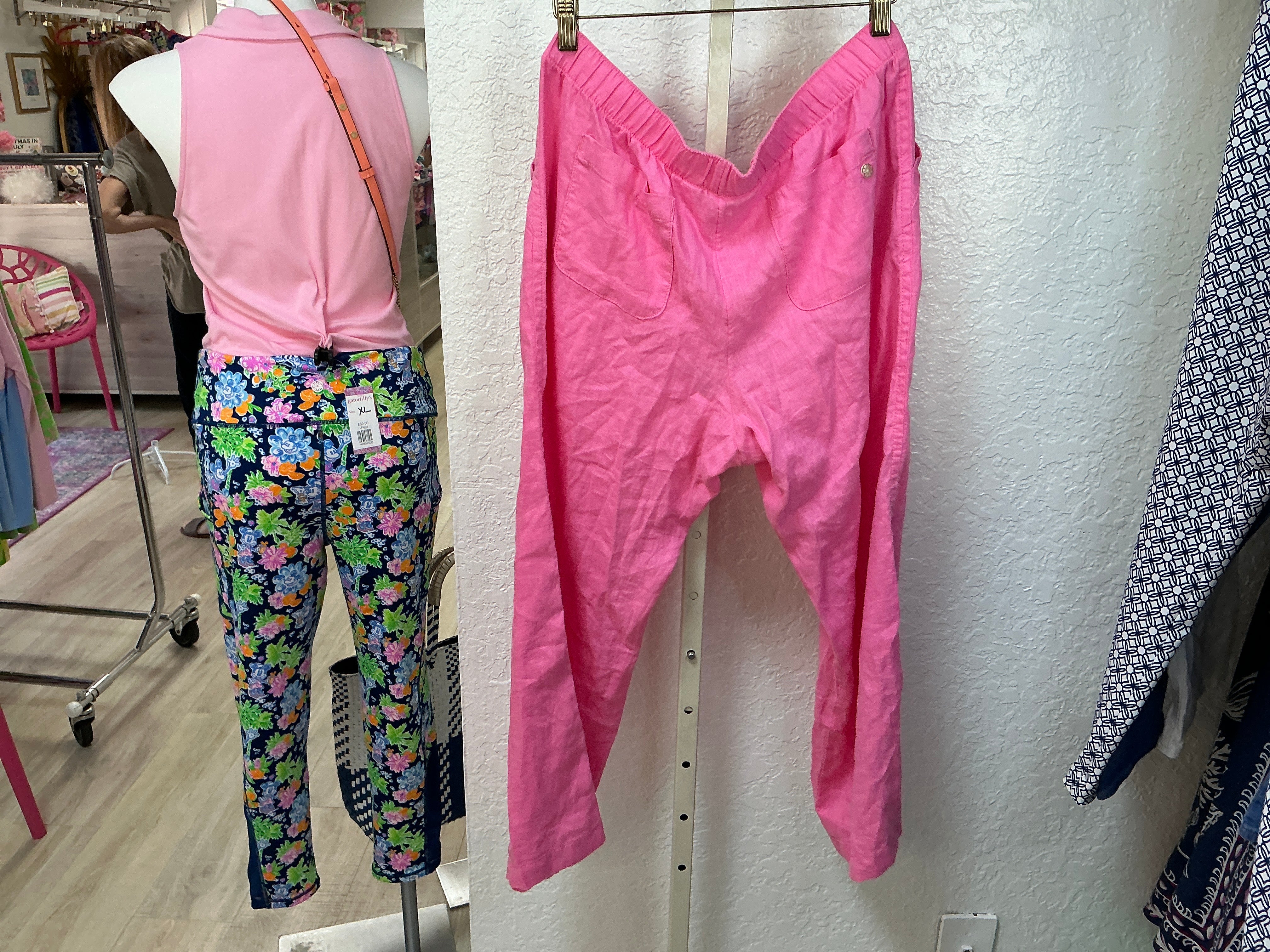Lilly Pulitzer Brawley Linen Crop Pan Confetti Pink - Size L