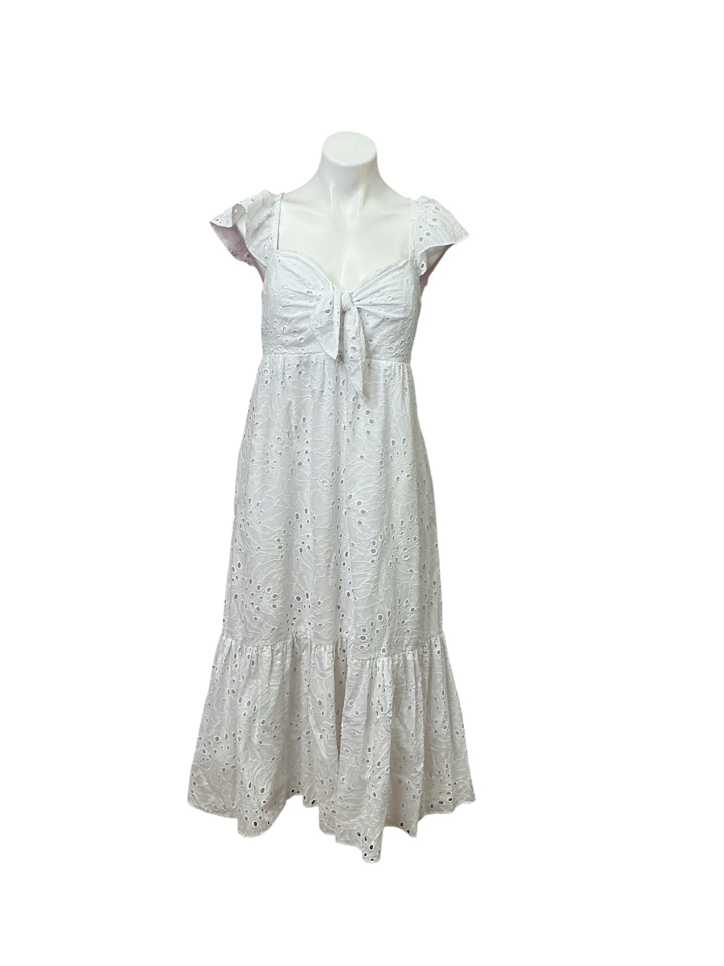 Lilly Pulitzer NWT - Lantana Flutter Sleeve Eyelet Midi Dress - Resort White Tropical Leaf Eyelet - Size 16