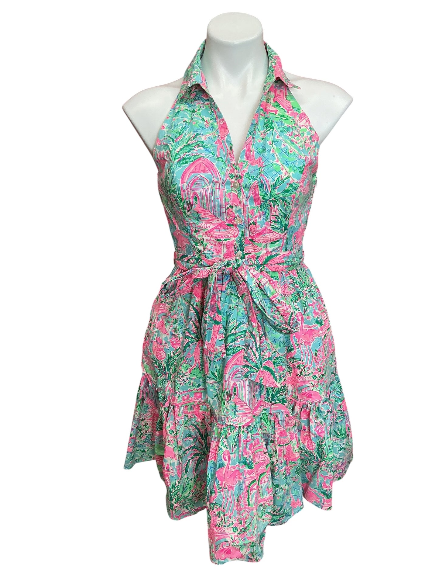 Lilly Pulitzer Trisha Stretch Shirtdress Bali Blue Spotted On Worth - Size 2