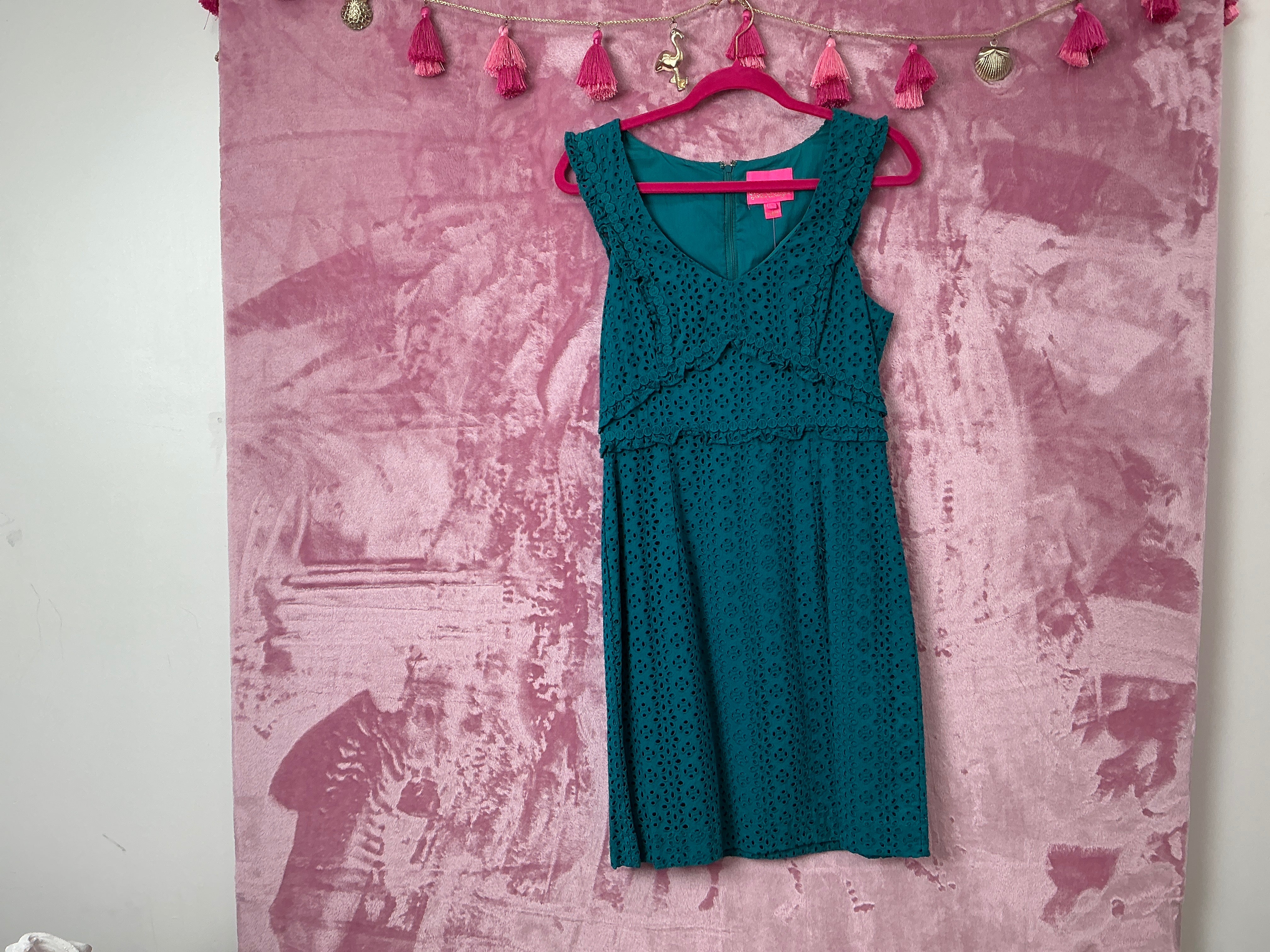 Lilly Pulitzer NWT Kaylee Shift Tanzanian Teal Petite Petal Eyelet - Size 4