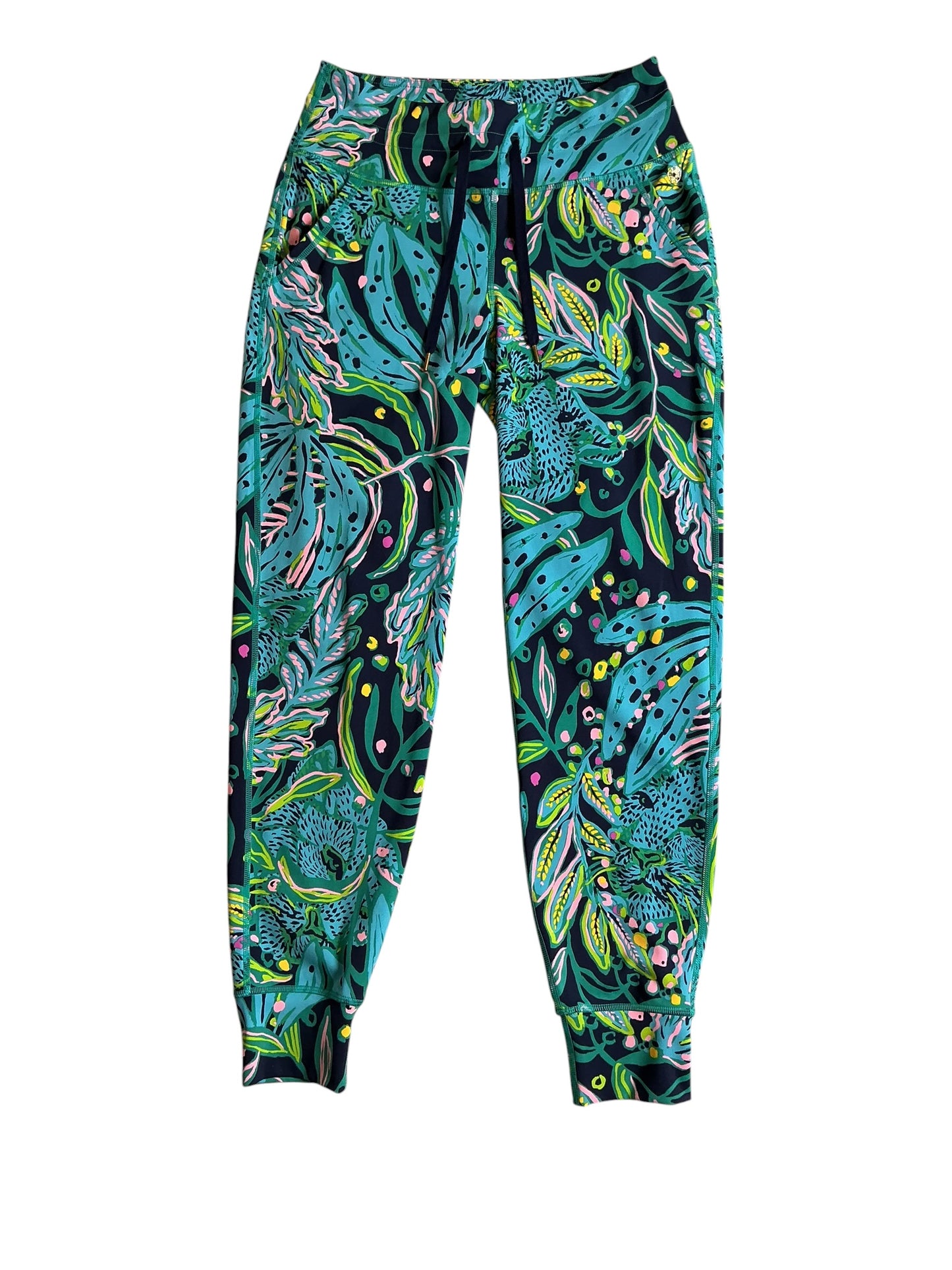 Lilly Pulitzer Island Mid Rise Jogger Low Tide Navy Catty Purrsonality - Size S