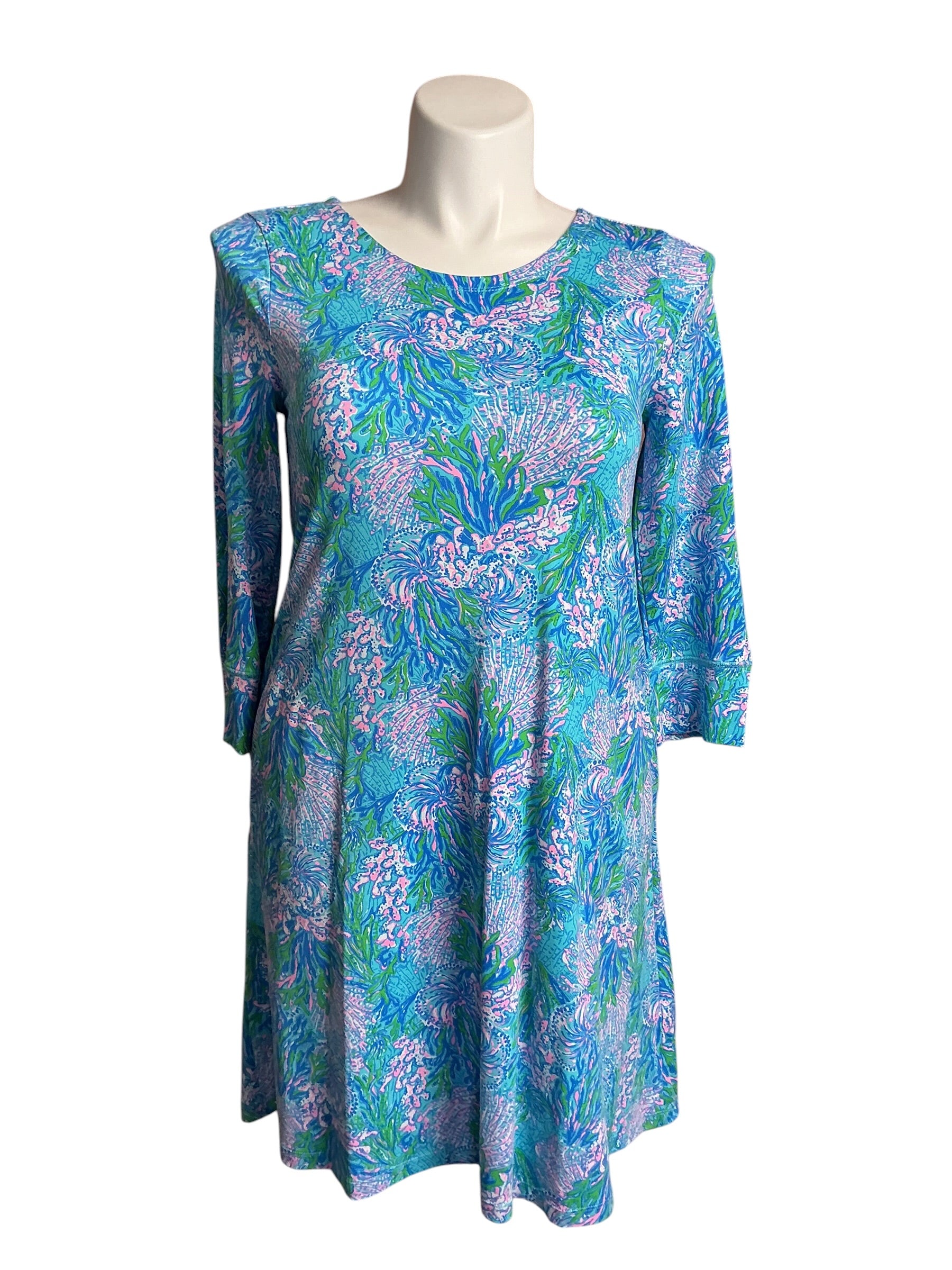 Lilly Pulitzer ChillyLilly Dress Las Olas Aqua Strong Current Sea - Size M