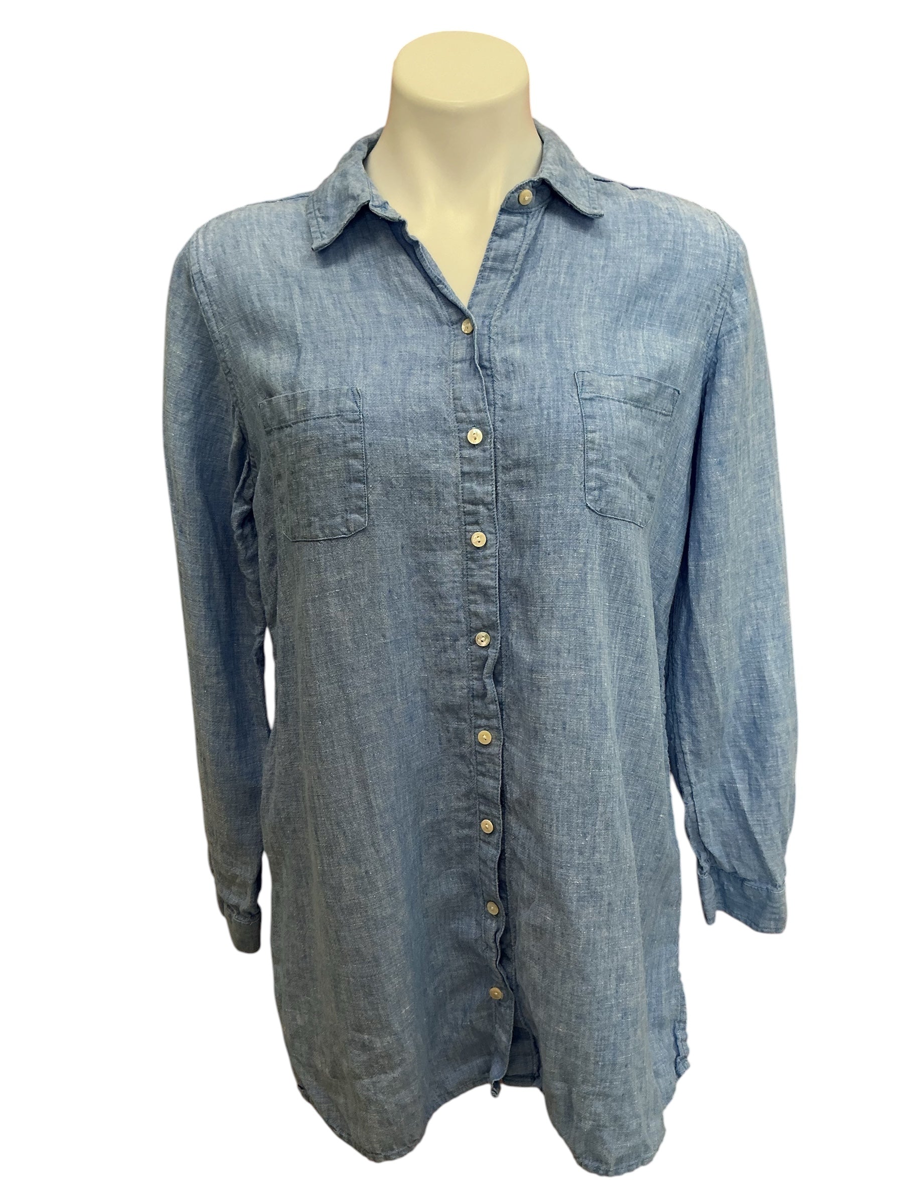 Lilly Pulitzer Sea View Linen Button Down Shirt Beckon Blue - Size M