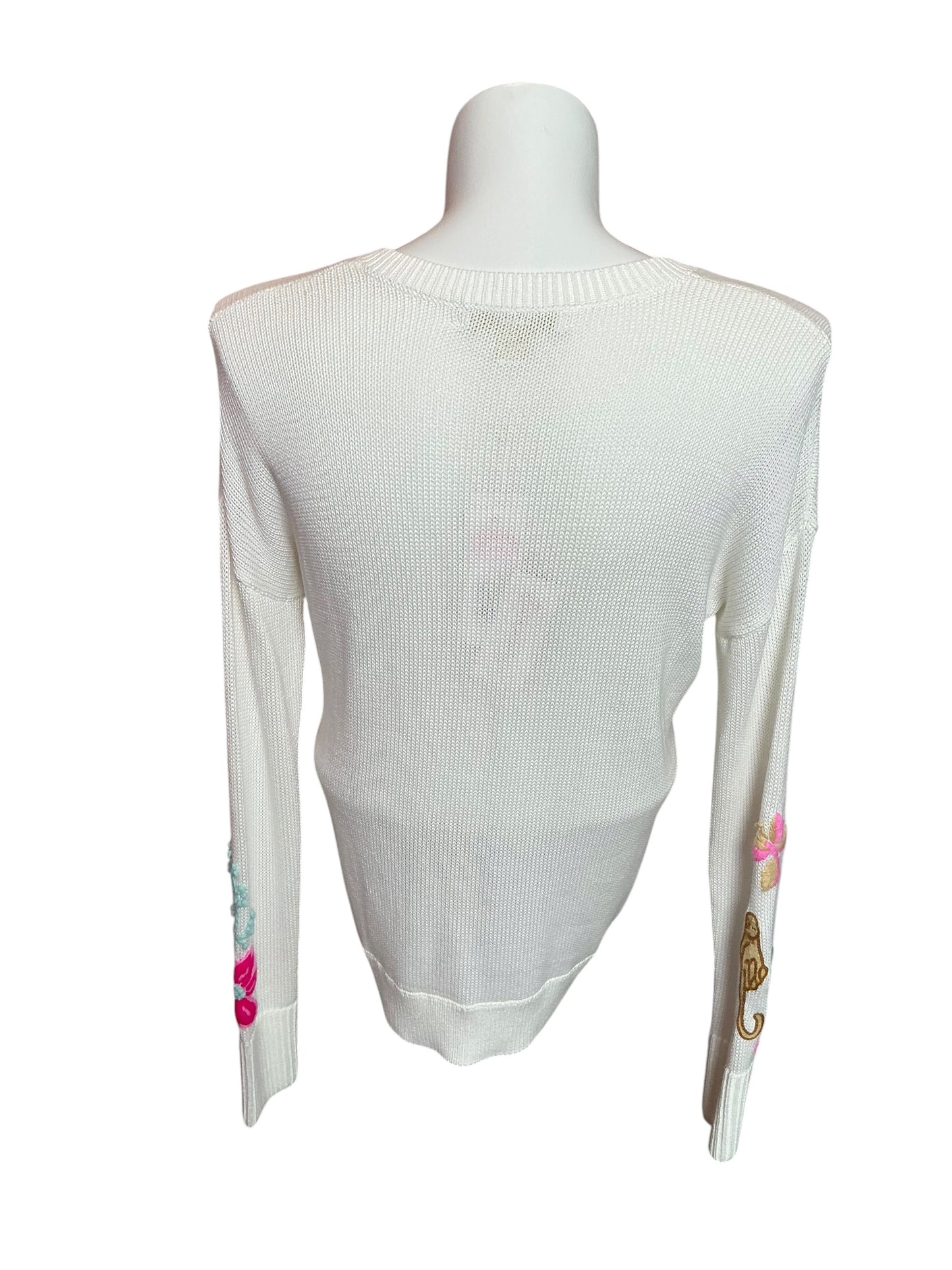 Lilly Pulitzer NWT Tensley Sweater Coconut Endless Summer Embroidery - Size M
