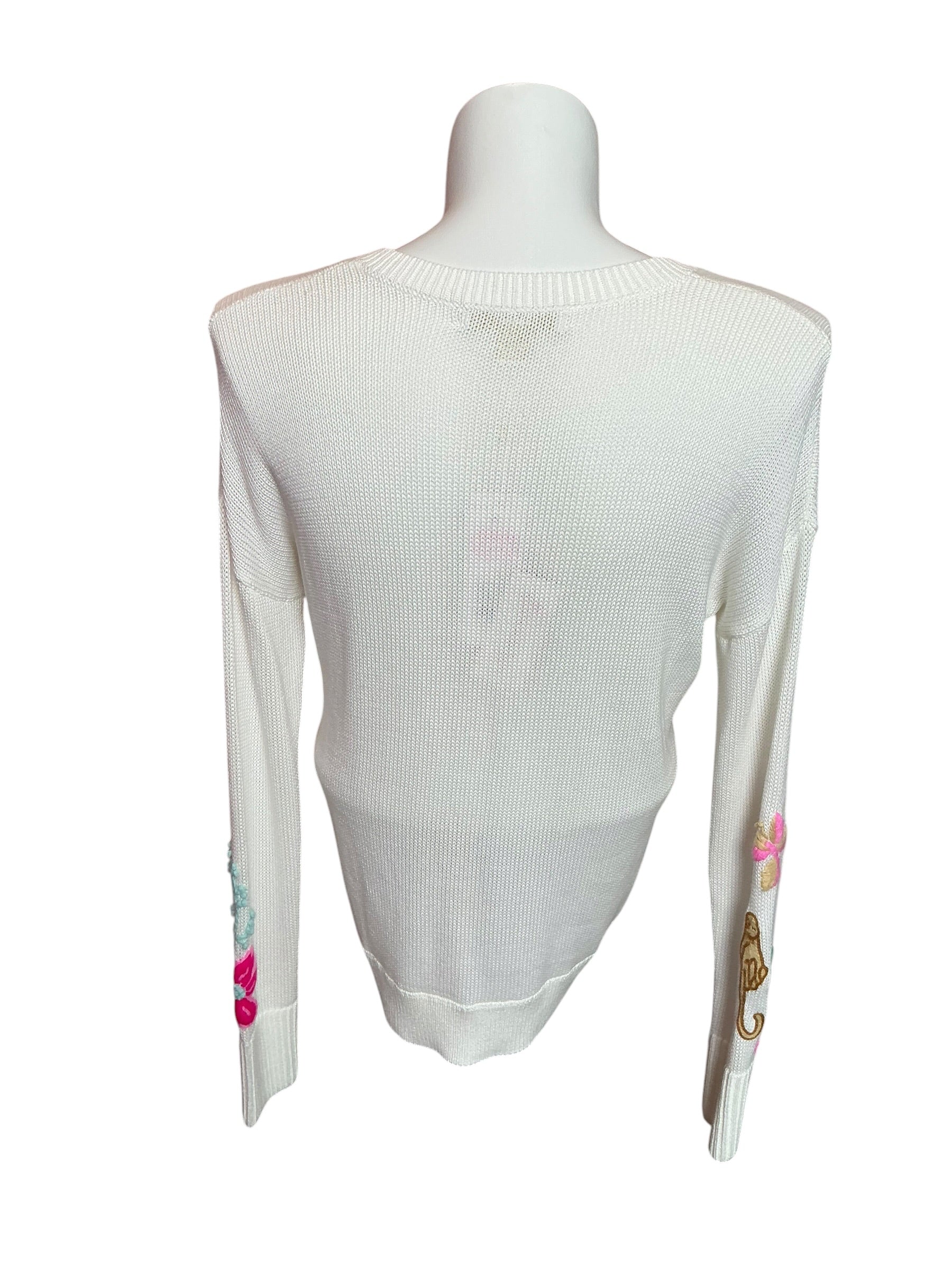 Lilly Pulitzer NWT Tensley Sweater Coconut Endless Summer Embroidery - Size M