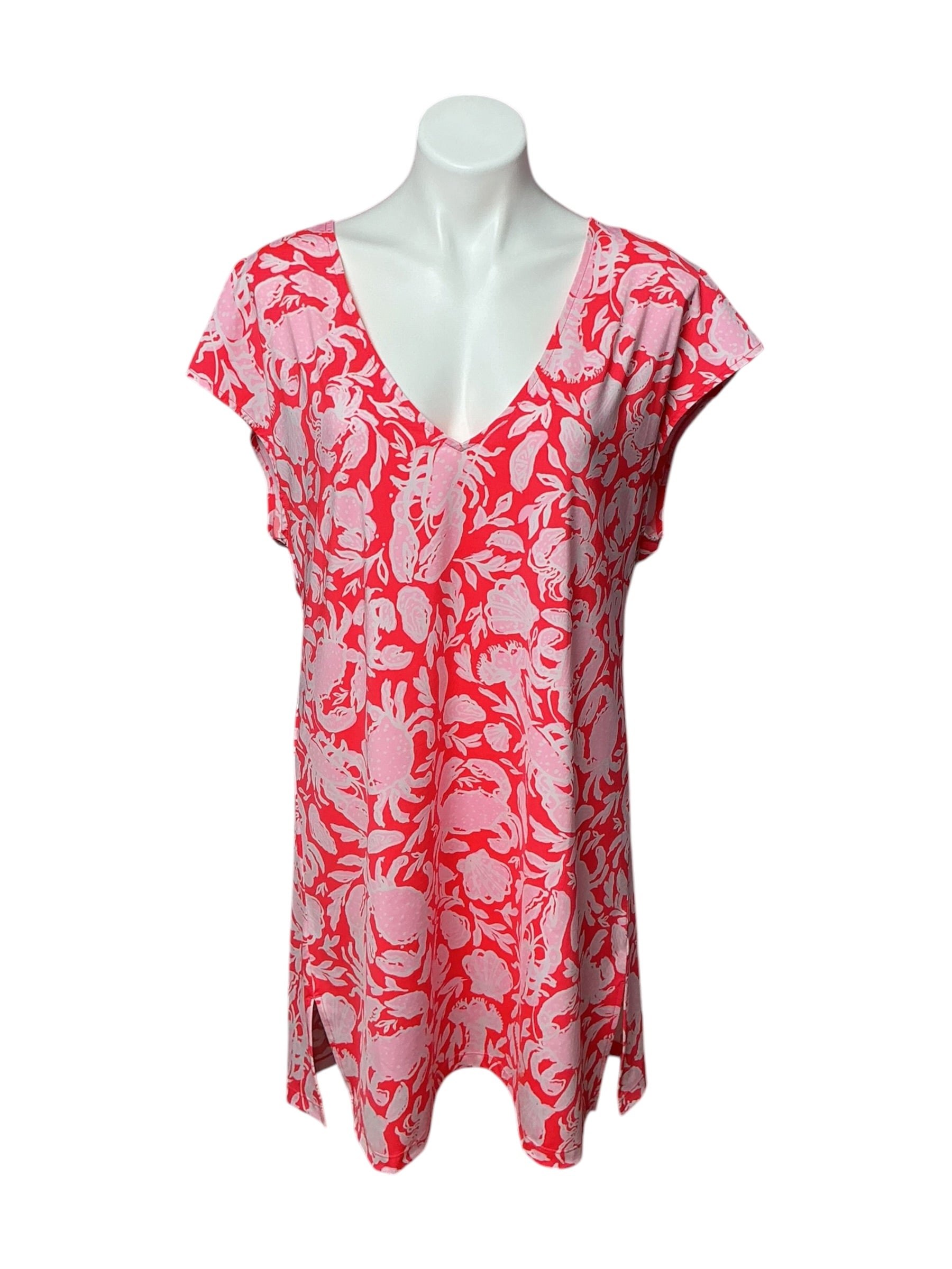 Lilly Pulitzer Talli V-Neck Cover-Up Cane Coral Crab Collab - Size L