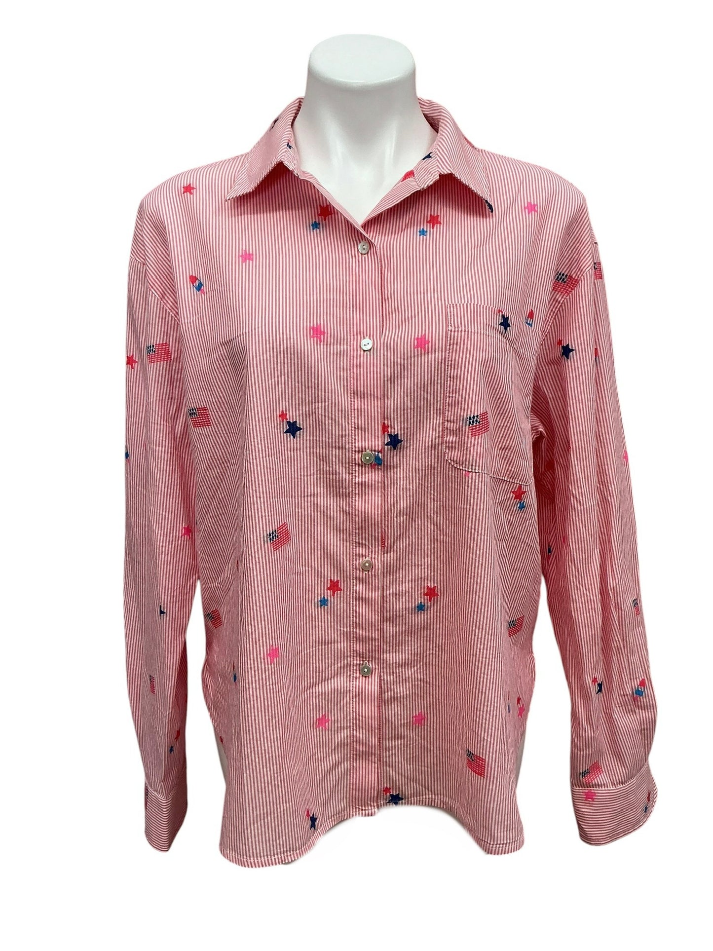 Lilly Pulitzer NWT Bondi Button Down Top Paradise Punch It’s A 250th Celebration - Size M