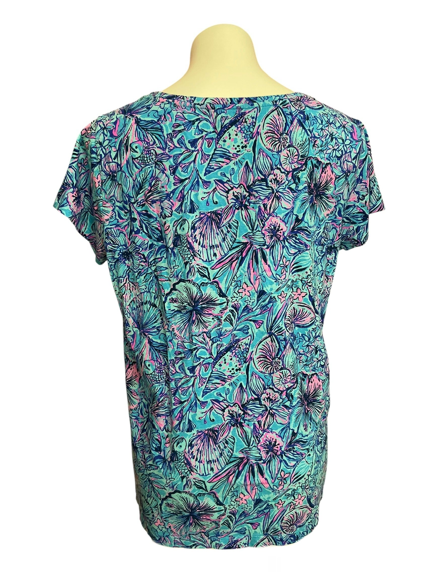 Lilly Pulitzer Meredith Tee Breakwater Blue Shells N Bells - Size L