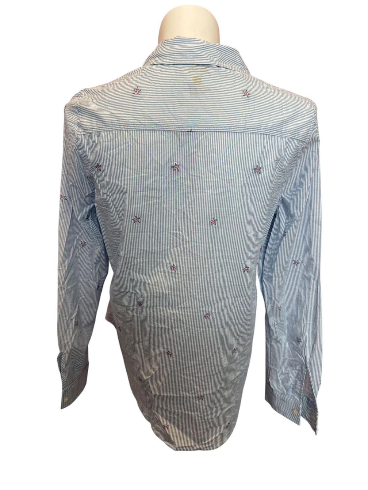 Lilly Pulitzer Sea View Button Down Shirt Seaside Star Hydra Blue Stripe - Size L