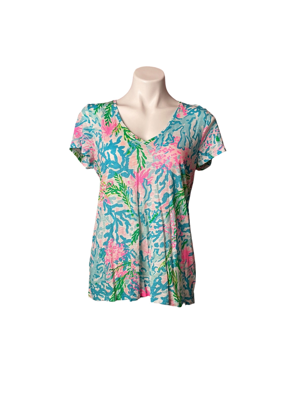 Lilly Pulitzer V-Neck Top Coral Bay - Size M