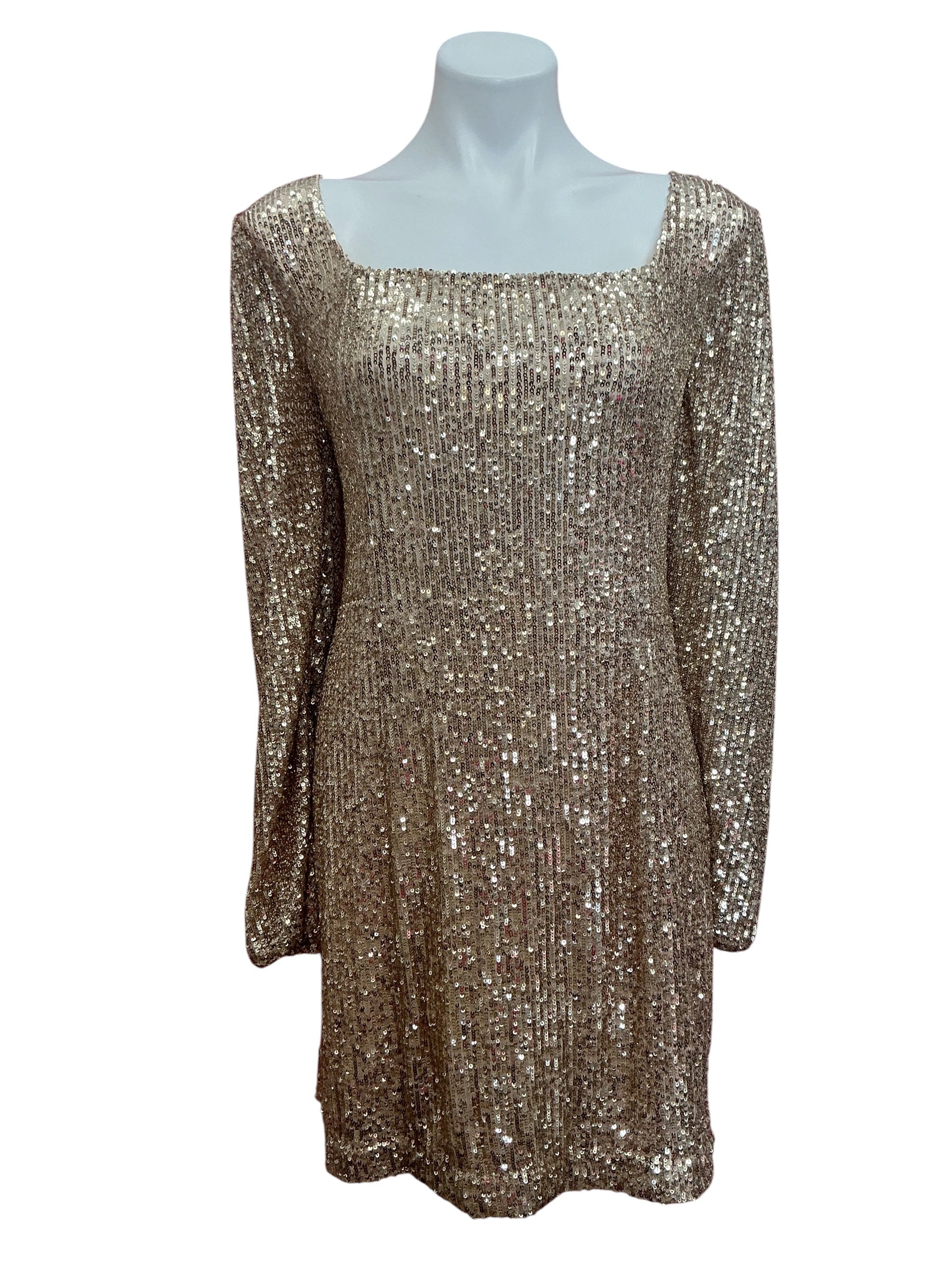 Lilly Pulitzer NWT Zelda Skirted Romper Gold Metallic Treasure Box Sequin Knit - Size 14