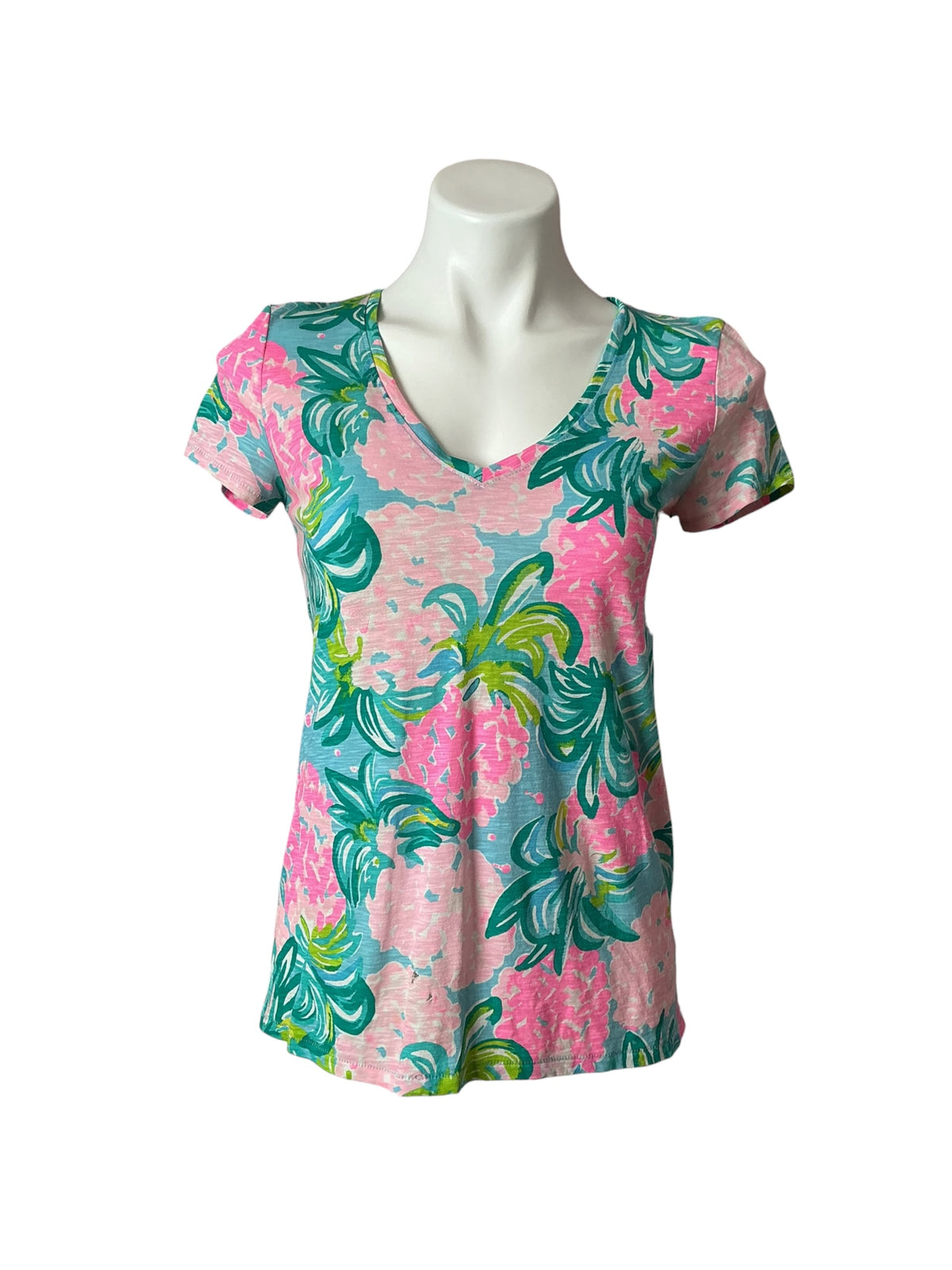 Lilly Pulitzer Etta V-Neck Top Raise the Bar - Size XXS