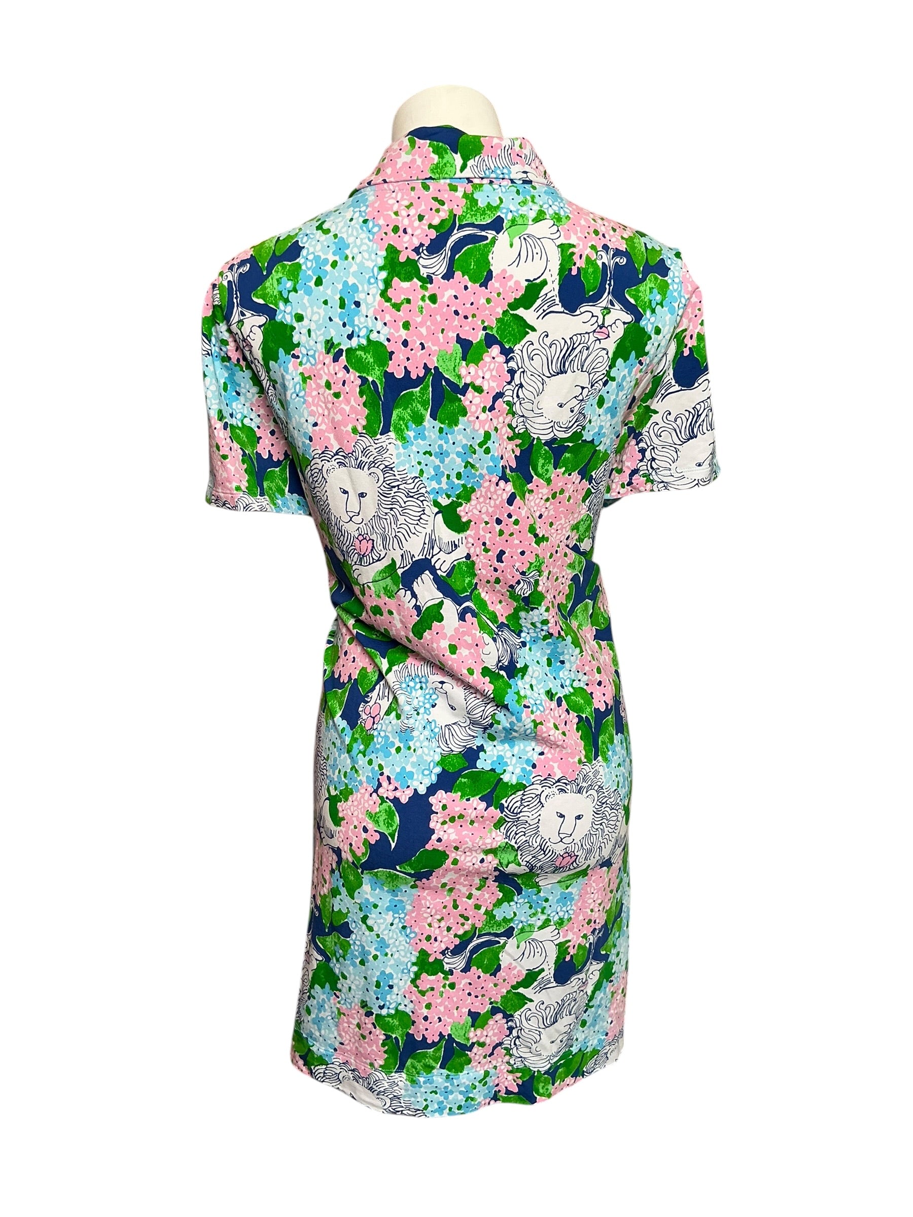 Lilly Pulitzer Eleni UPF 50+ Dress Starlight Navy Lydia The Lion - Size XXL