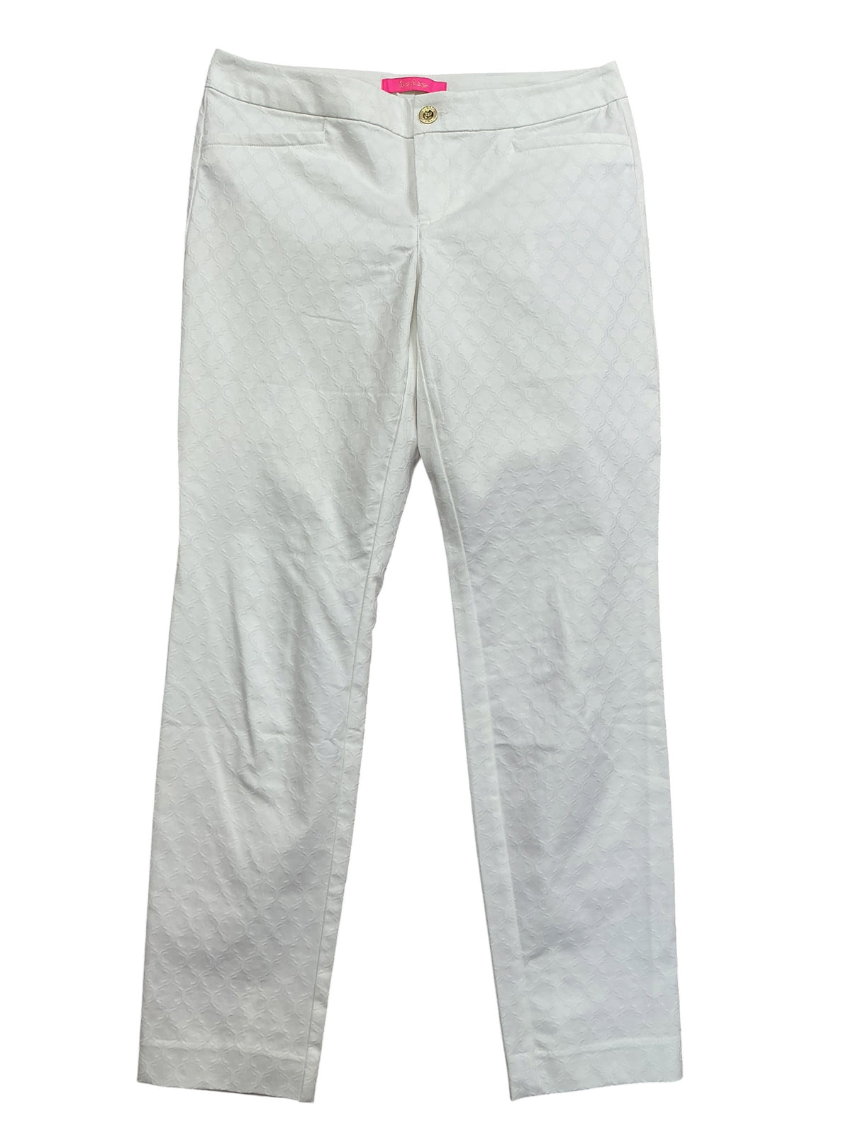 Lilly Pulitzer Kelly Skinny Ankle Pant Resort White Textured Jacquard - Size 8