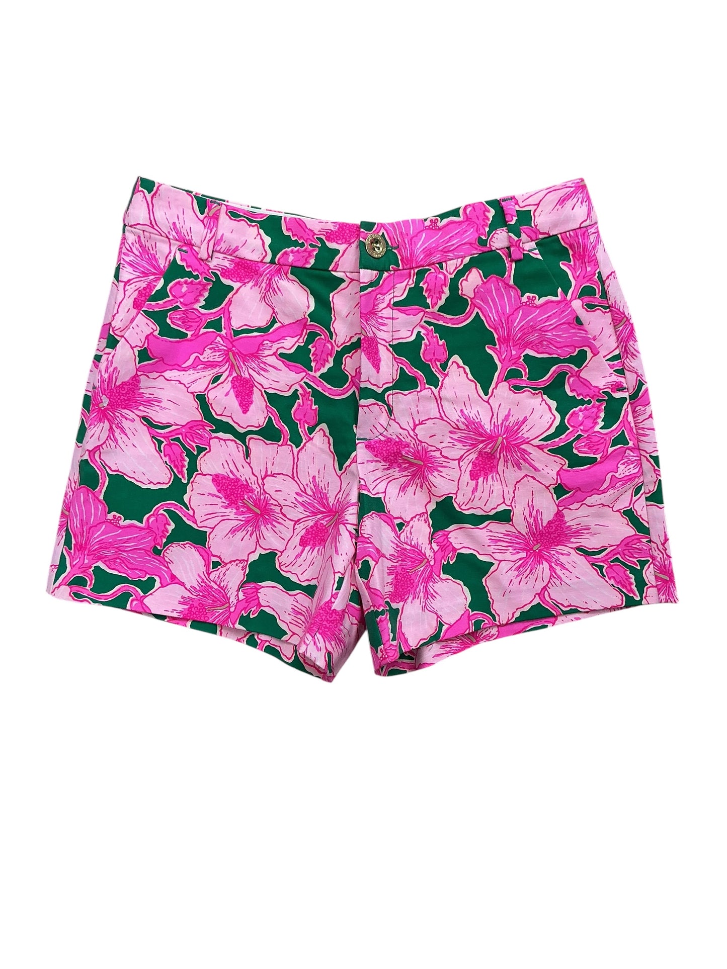 Lilly Pulitzer NWT Gretchen High Rise Shorts Kelly Green Hibis Kiss - Size 6