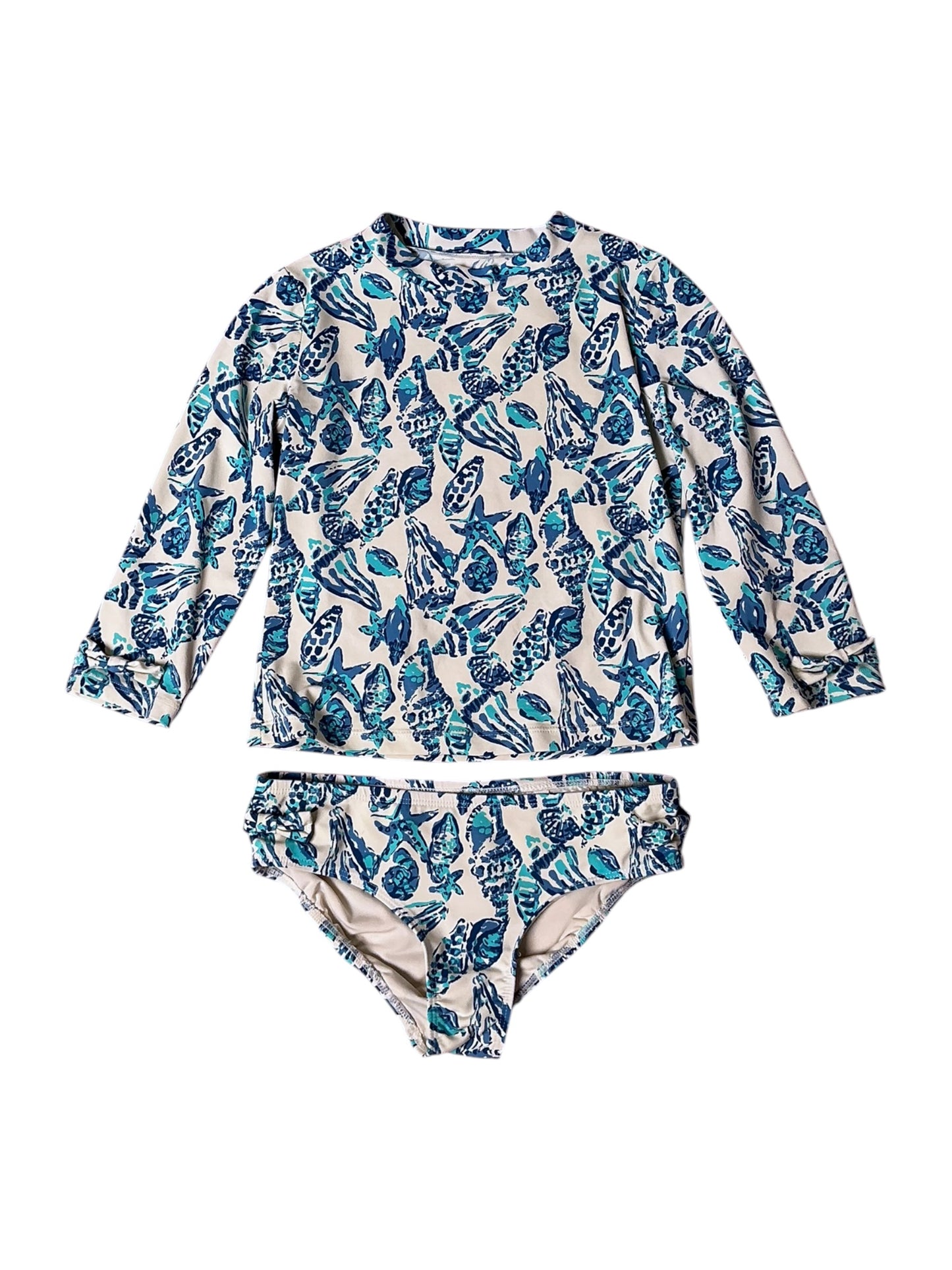 Lilly Pulitzer Girls Bobby Rashguard Set Resort White Shell Collector - Size 7