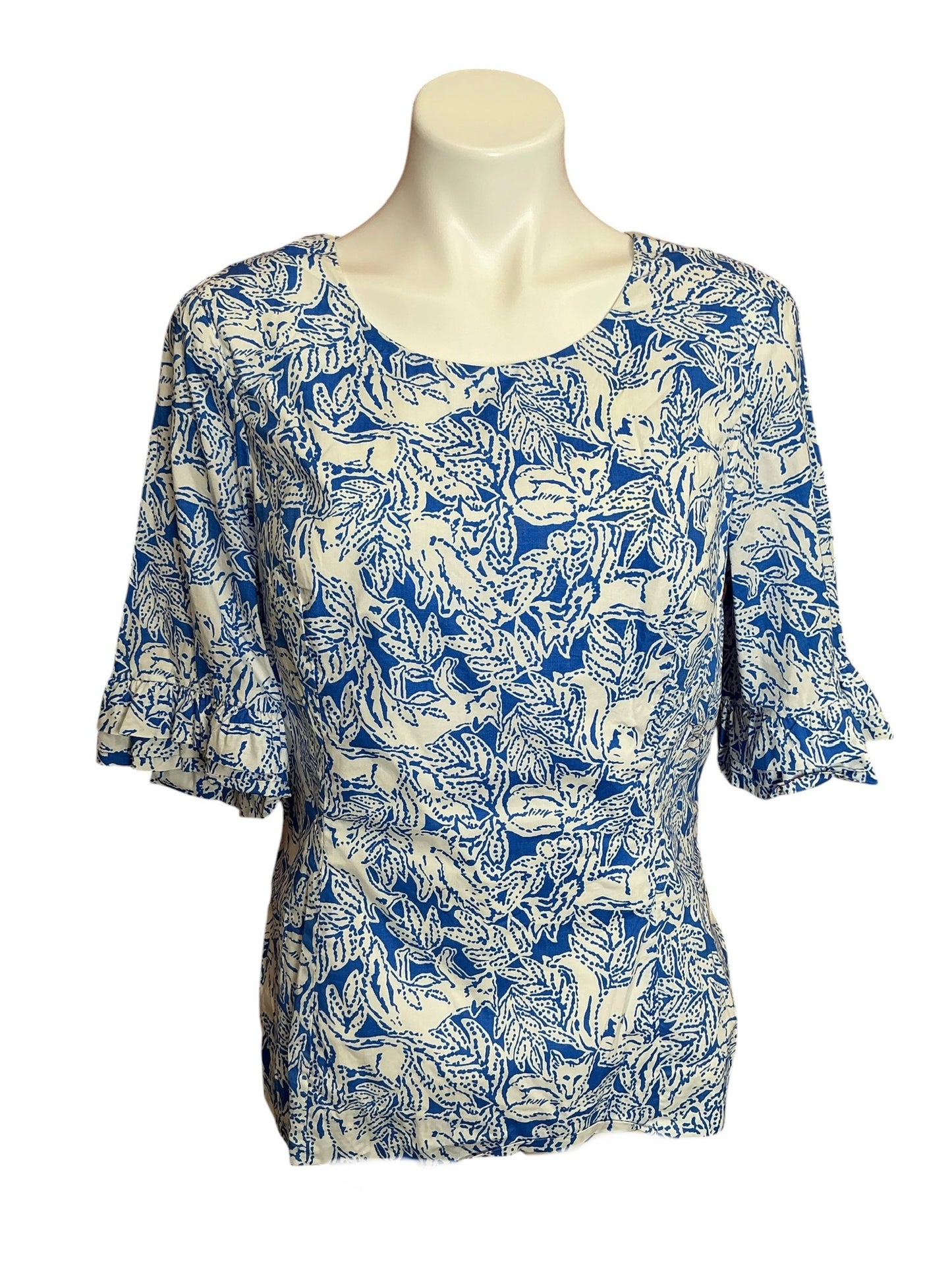 Lilly Pulitzer Fiesta Top Coastal Blue Fancy Feet - Size 14