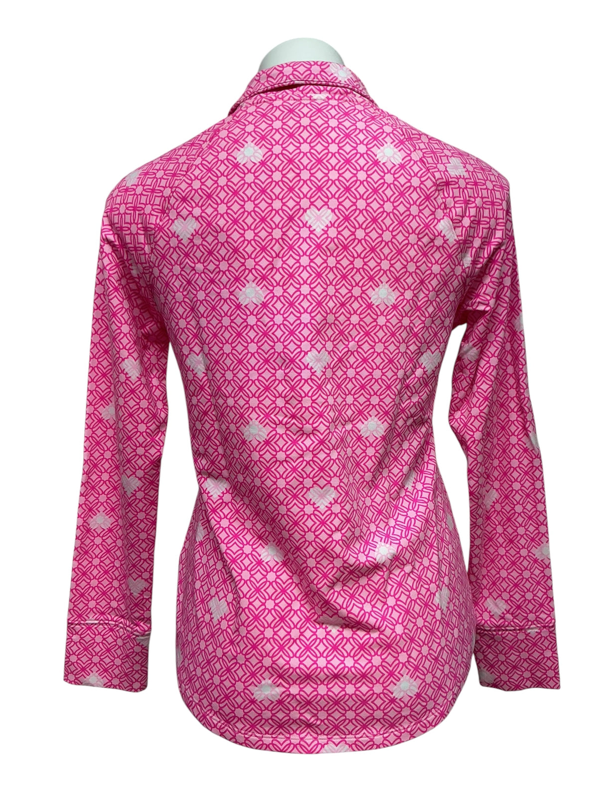 Lilly Pulitzer UPF 50+ Skipper Popover Passionfruit Pink Fluttering Hearts - Size XS