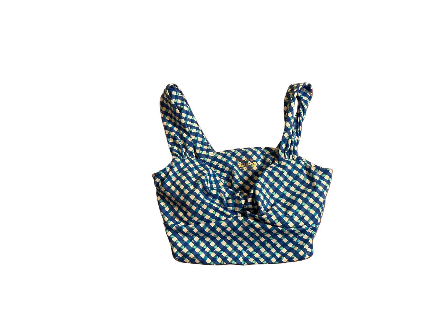 Lilly Pulitzer Luxletic Calusa Sports Bra Boca Blue Double Checking - Size M