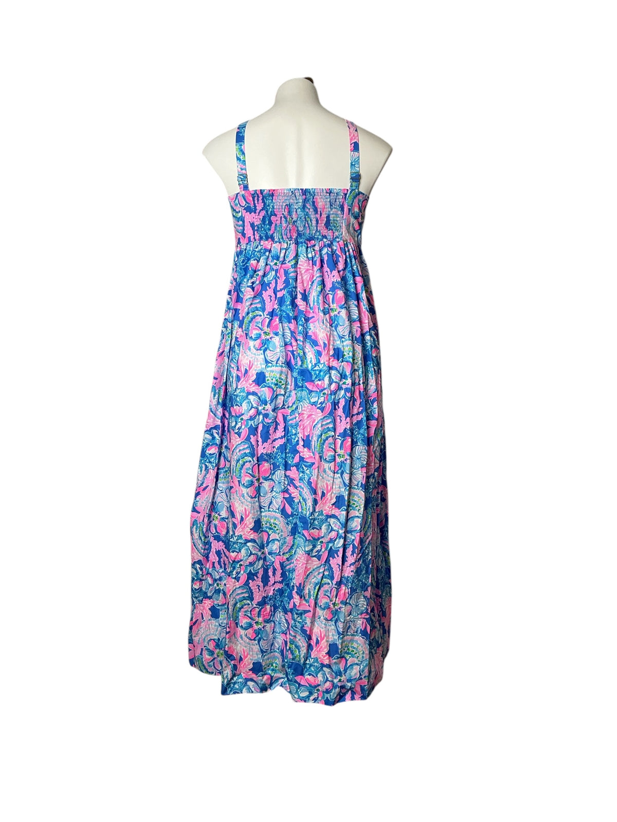 Lilly Pulitzer Azora Cotton Midi Dress Blue Tang Sitting Seaside - Size 14