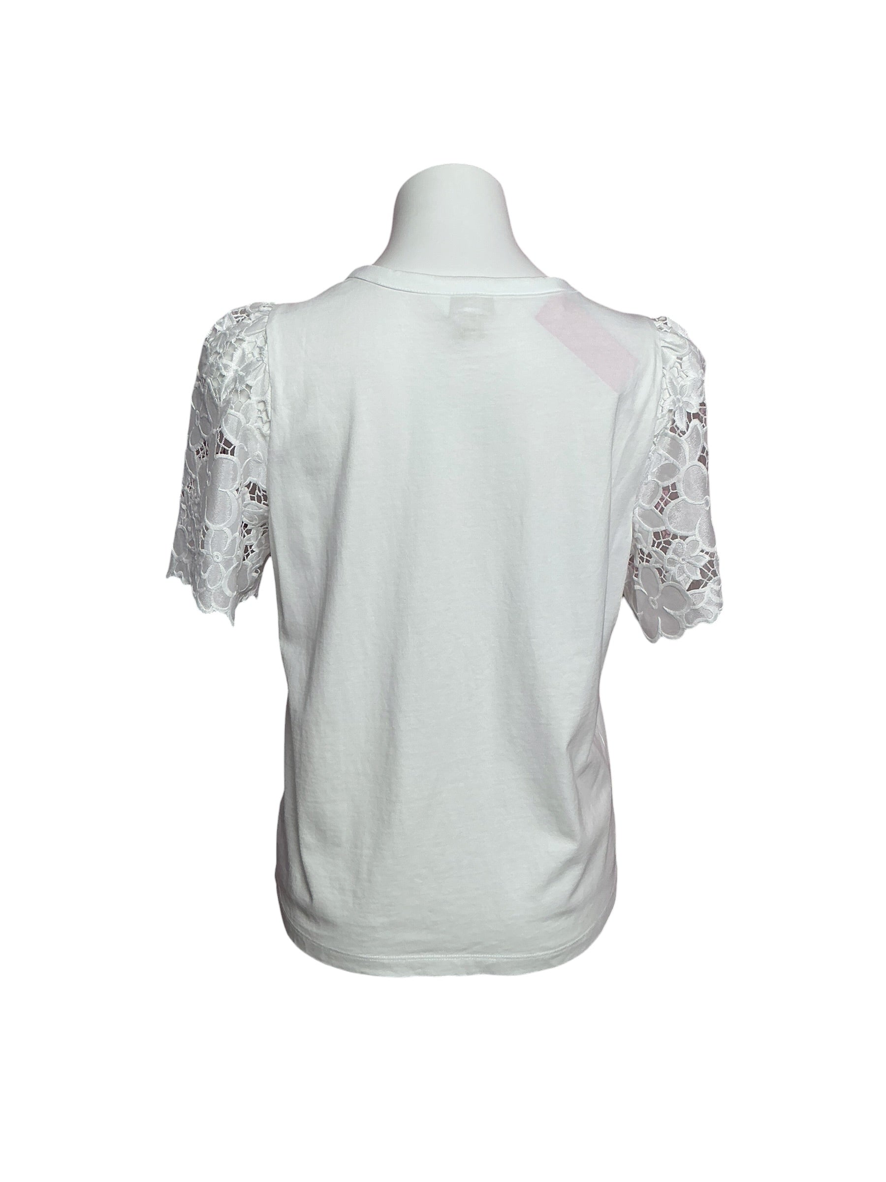 Lilly Pulitzer Lace Puff Sleeve Crew Neck T-Shirt Resort White - Size M