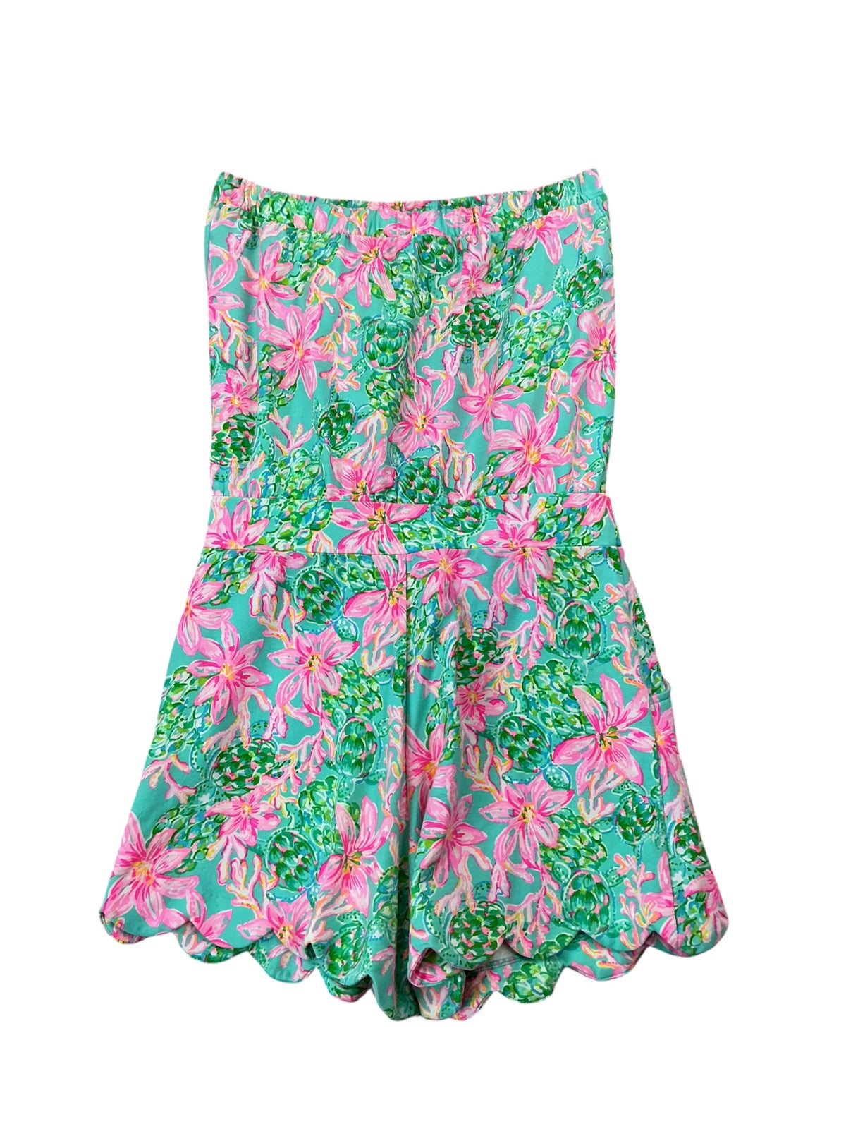 Lilly Pulitzer Jace Strapless Romper - Surf Blue So Shellegant - Size S