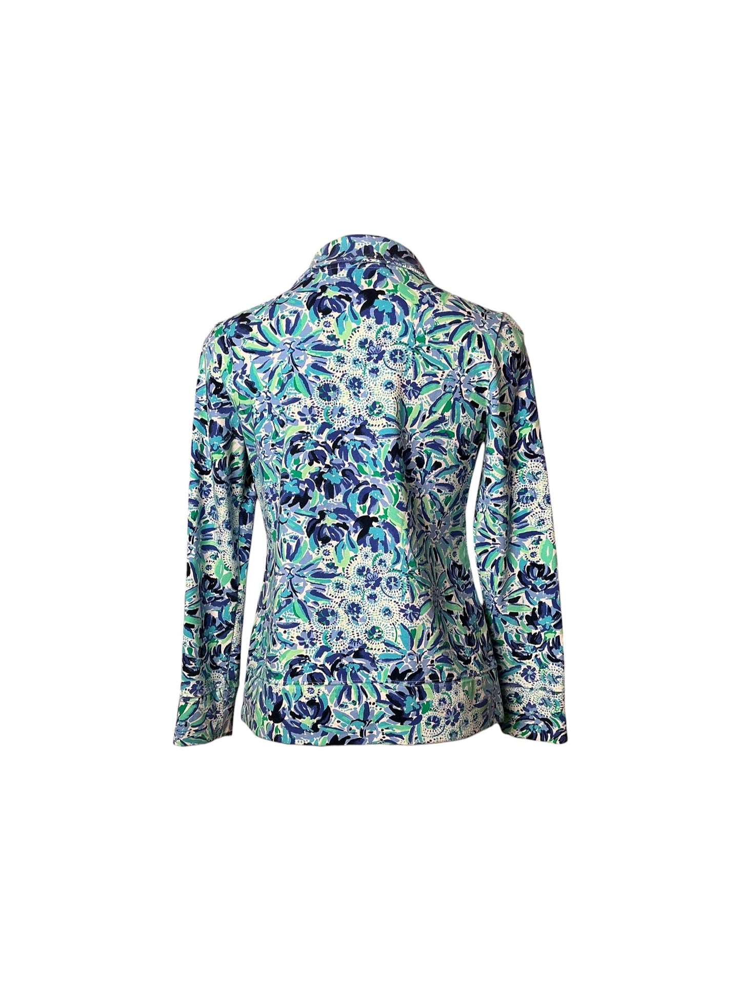 Lilly Pulitzer Leona Zip-Up Jacket Iris Blue High Maintenance - Size M