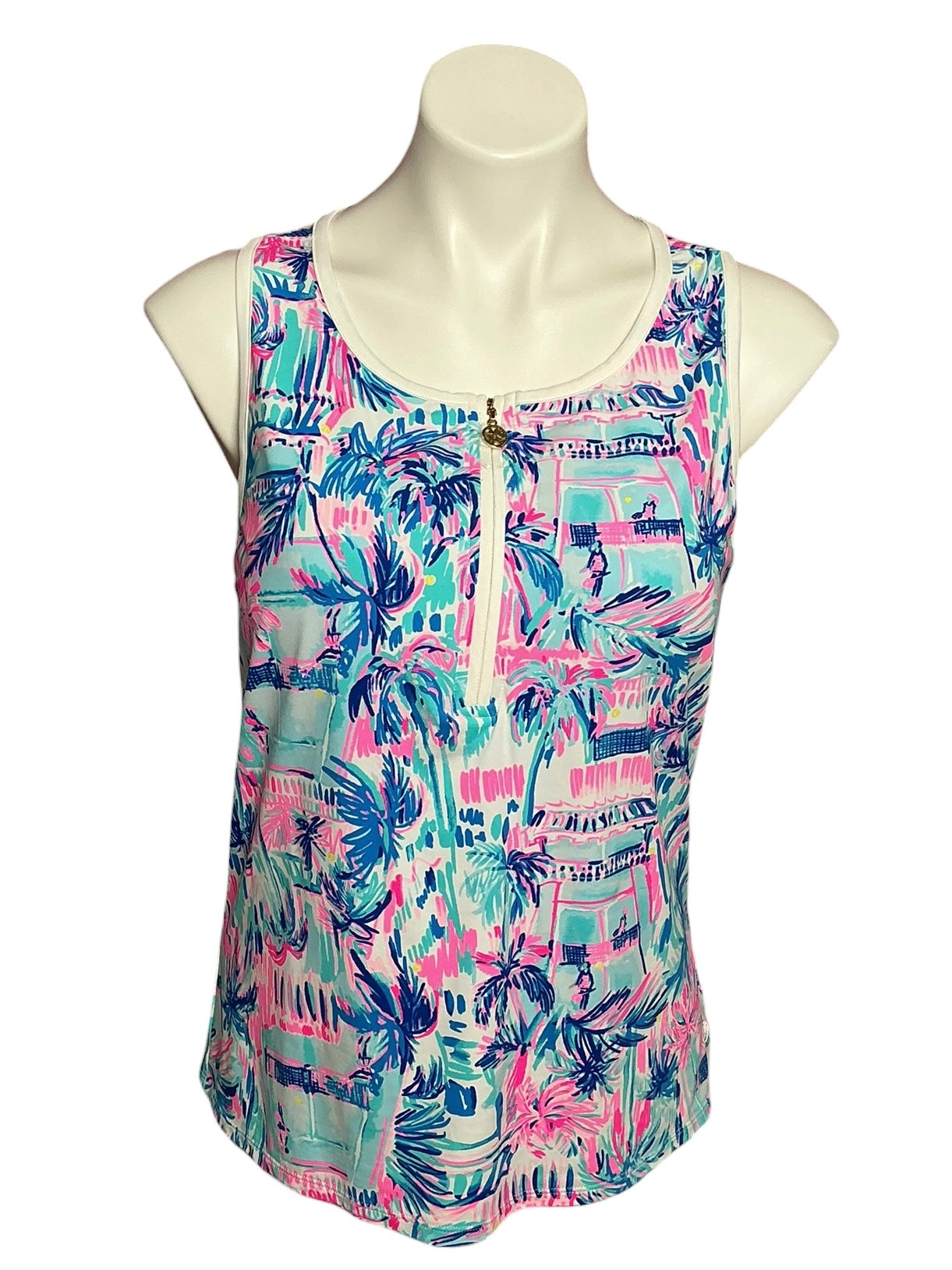 Lilly Pulitzer NWT Canna Bra Tank UPF 50+ Ravello Blue Perfect Match - Size XL