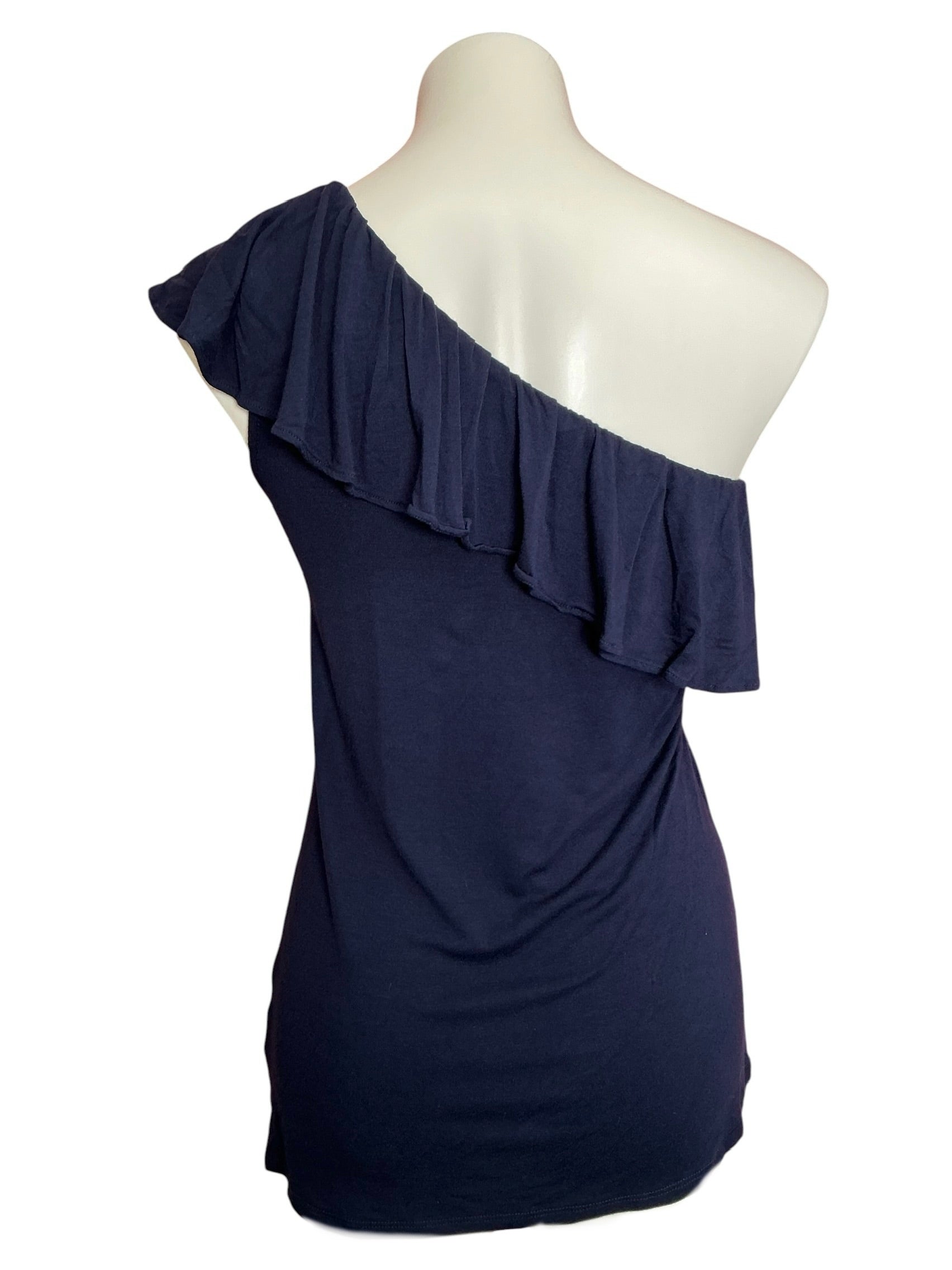 Lilly Pulitzer Neveah Ruffle One-Shoulder Top Aegean Navy - Size S