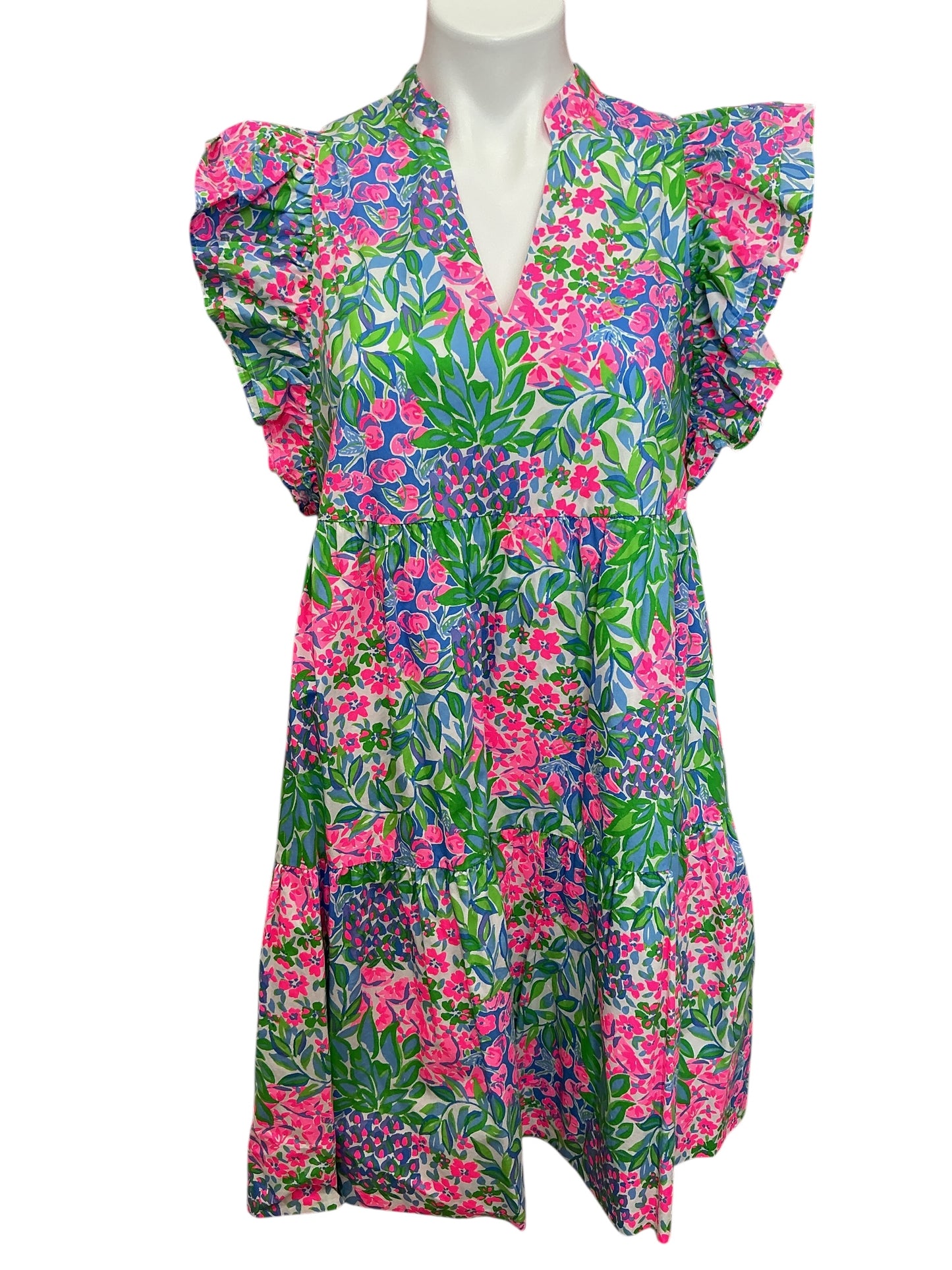 Lilly Pulitzer Aldena Ruffled Tiered Minidress A Cherry On Top - Size S