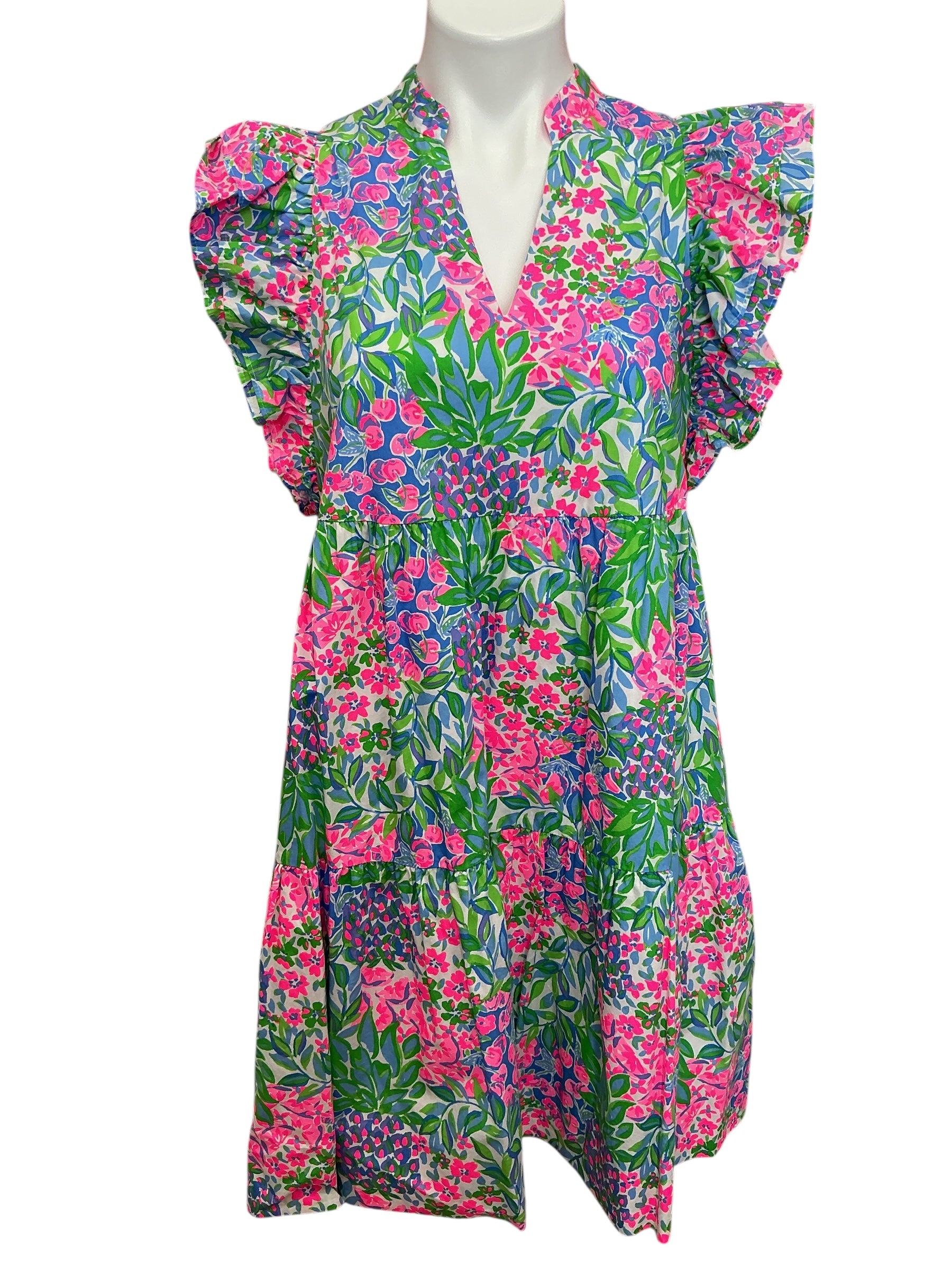 Lilly Pulitzer Aldena Ruffled Tiered Minidress A Cherry On Top - Size S