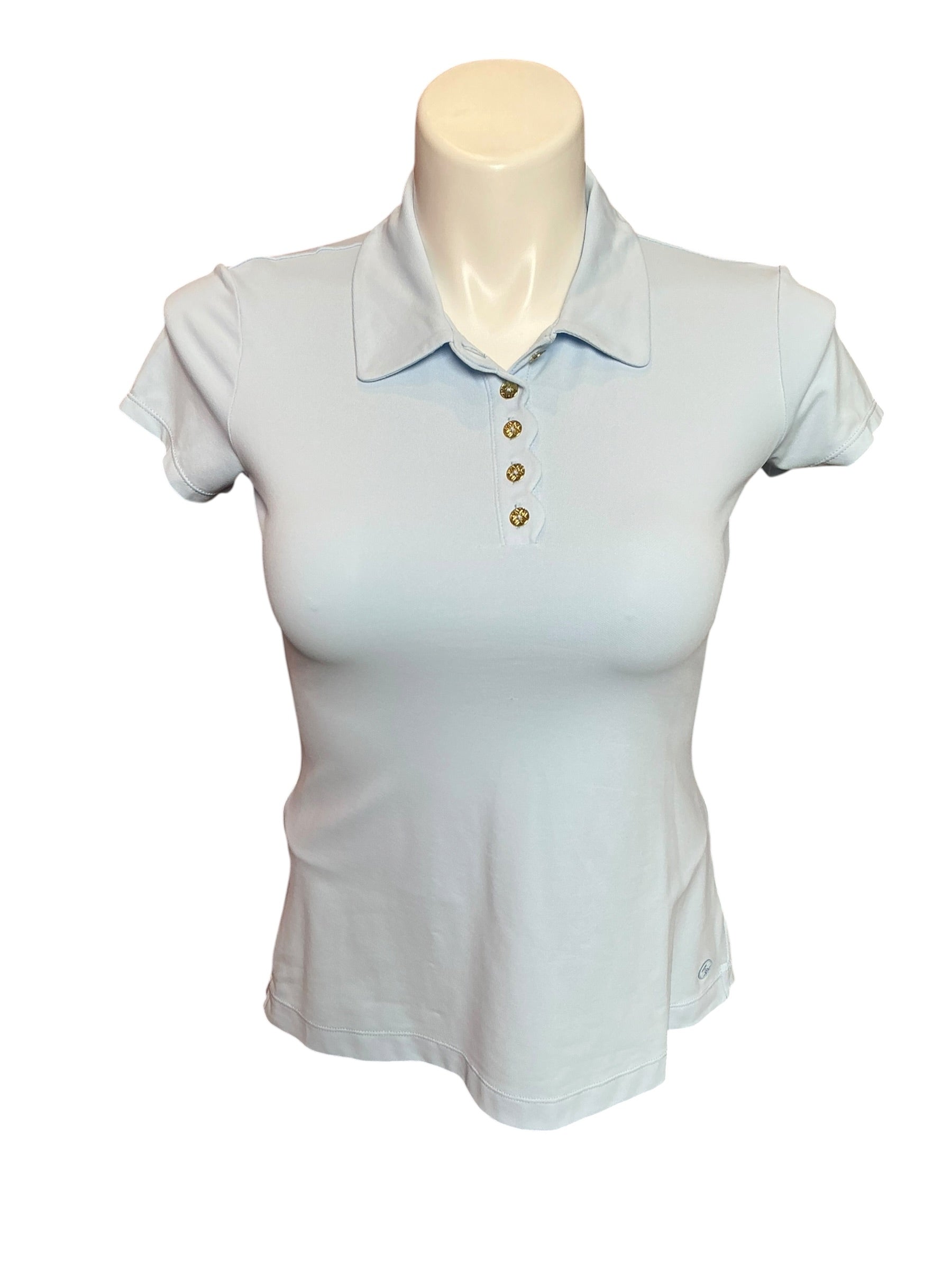 Lilly Pulitzer UPF 50+ Luxletic Frida Scallop Polo Top Bluette - Size S